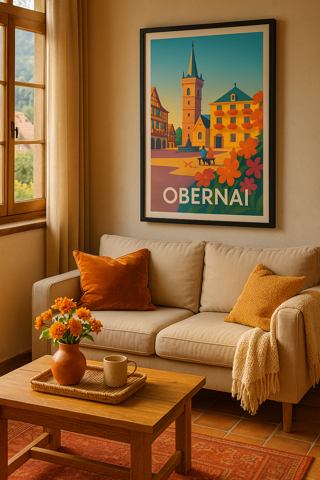 Mise en situation Affiche Obernai - Charme et sérénité au cœur de l'Alsace