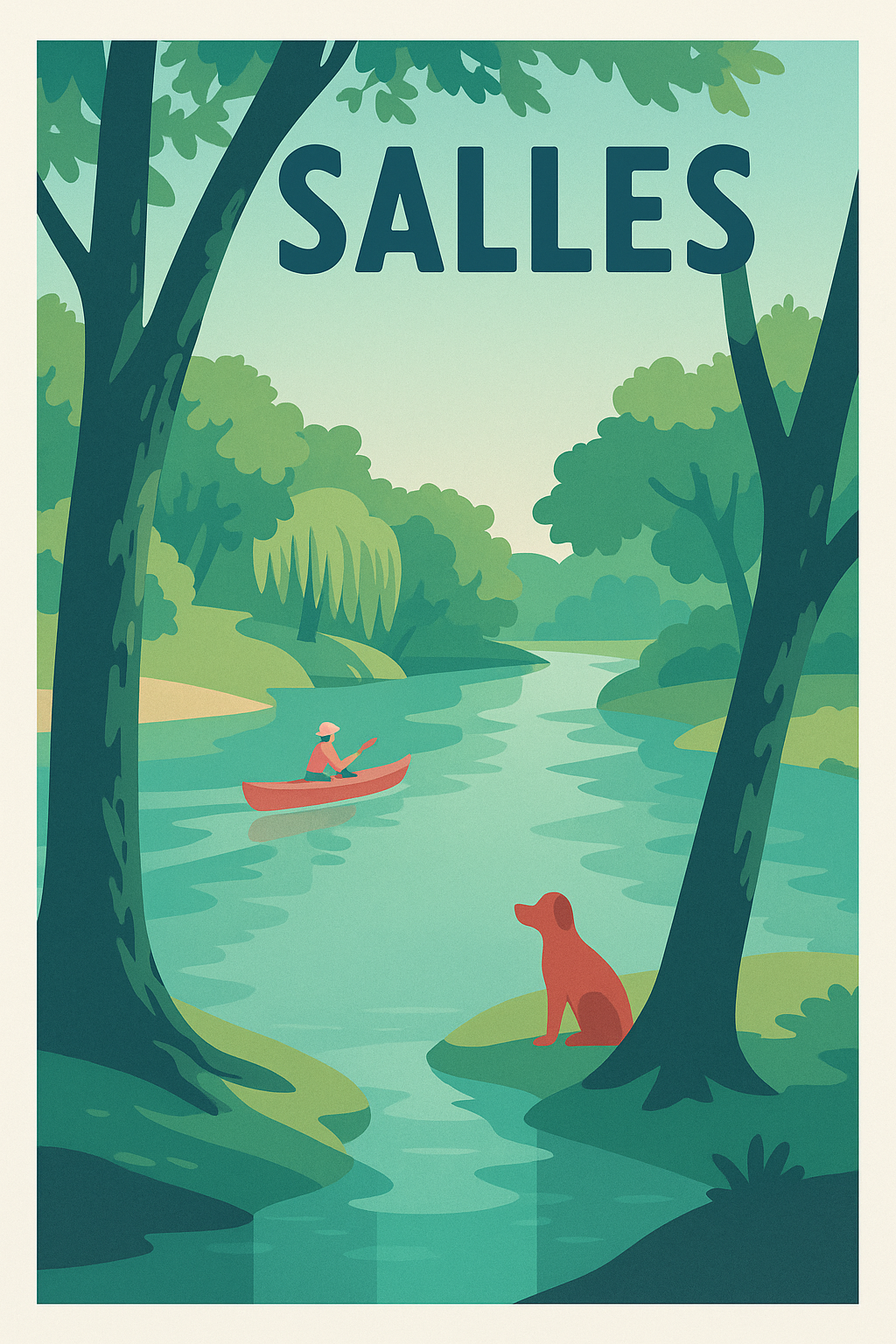 Affiche de Salles - Évasion paisible au fil de l'eau