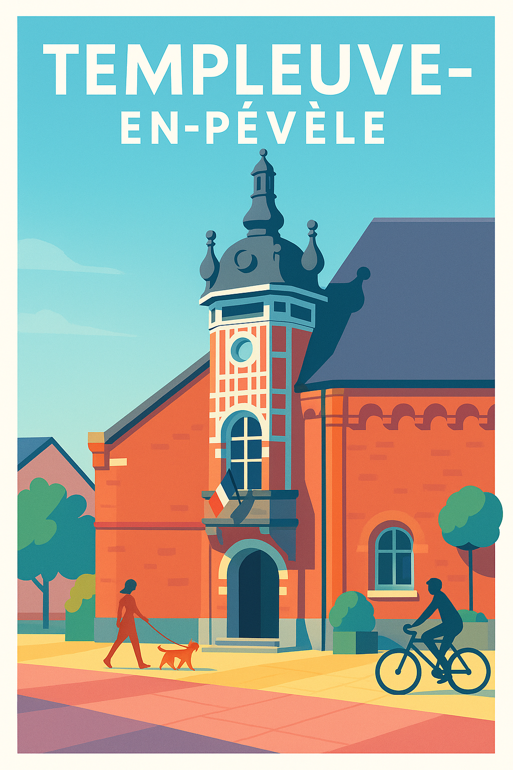 Affiche de Templeuve-en-Pévèle - Charme et authenticité en illustration rétro