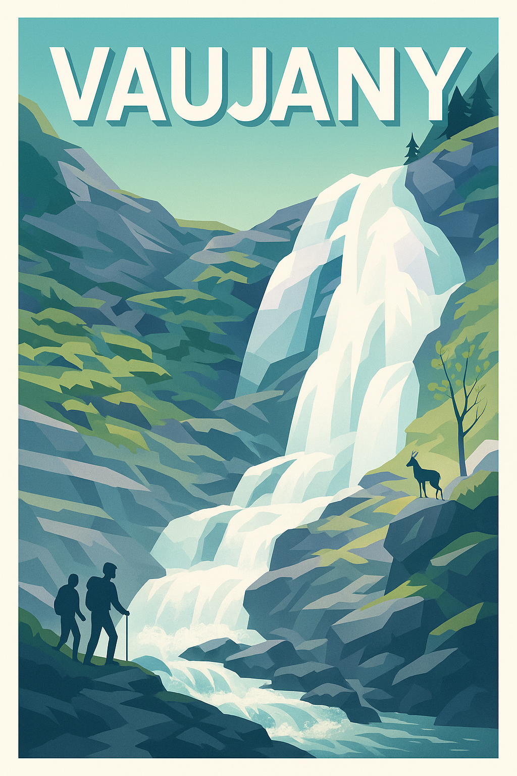 Affiche Vaujany — Escapade Nature et Cascade Majestueuse · poster d'art de Vaujany