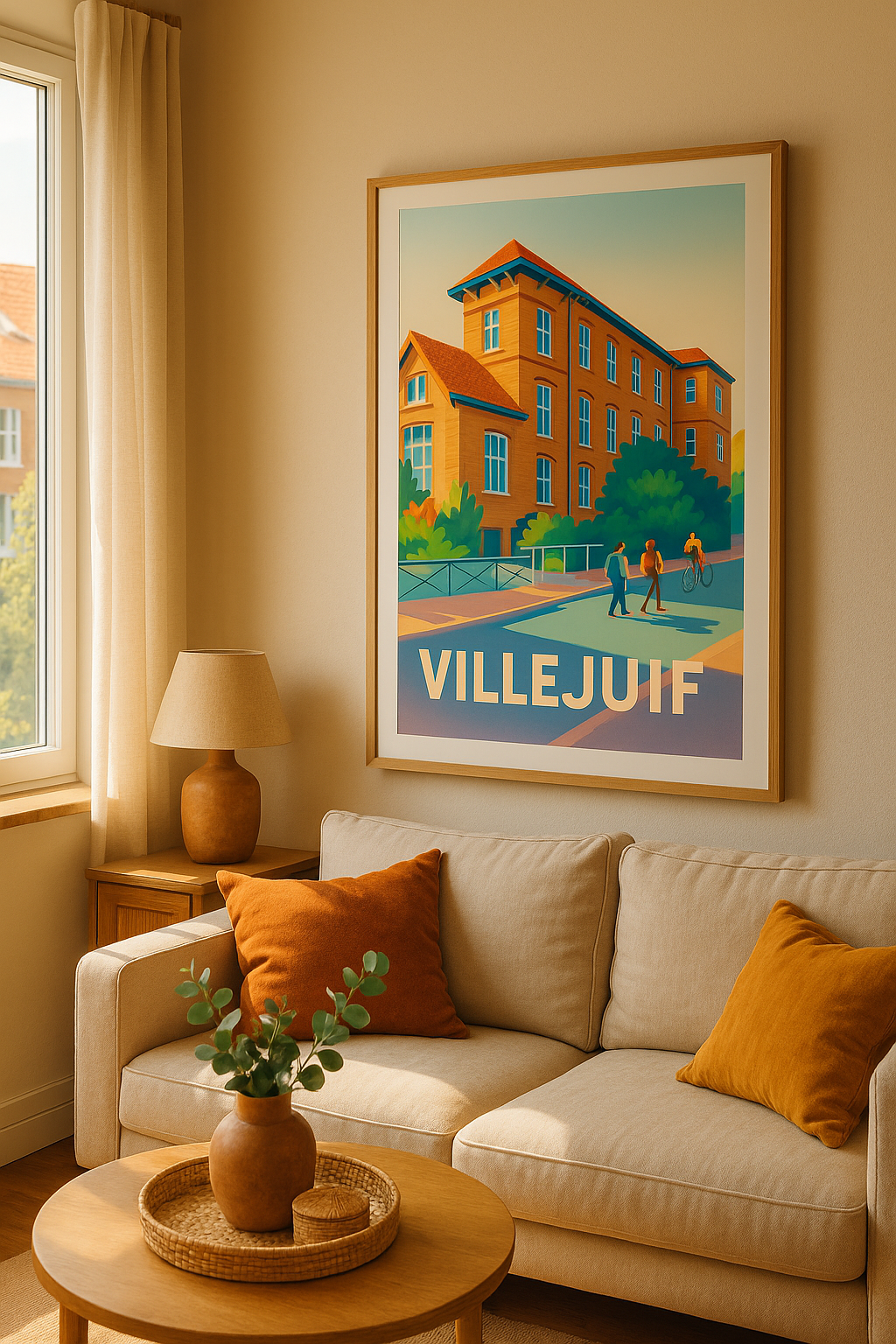 Mise en situation Affiche de Villejuif - Esprit de quartier ensoleillé
