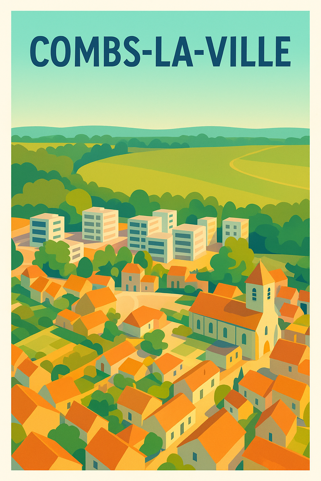 Affiche Combs-la-Ville — Charme et douceur de la campagne proche de Paris · poster d'art de Combs-la-Ville