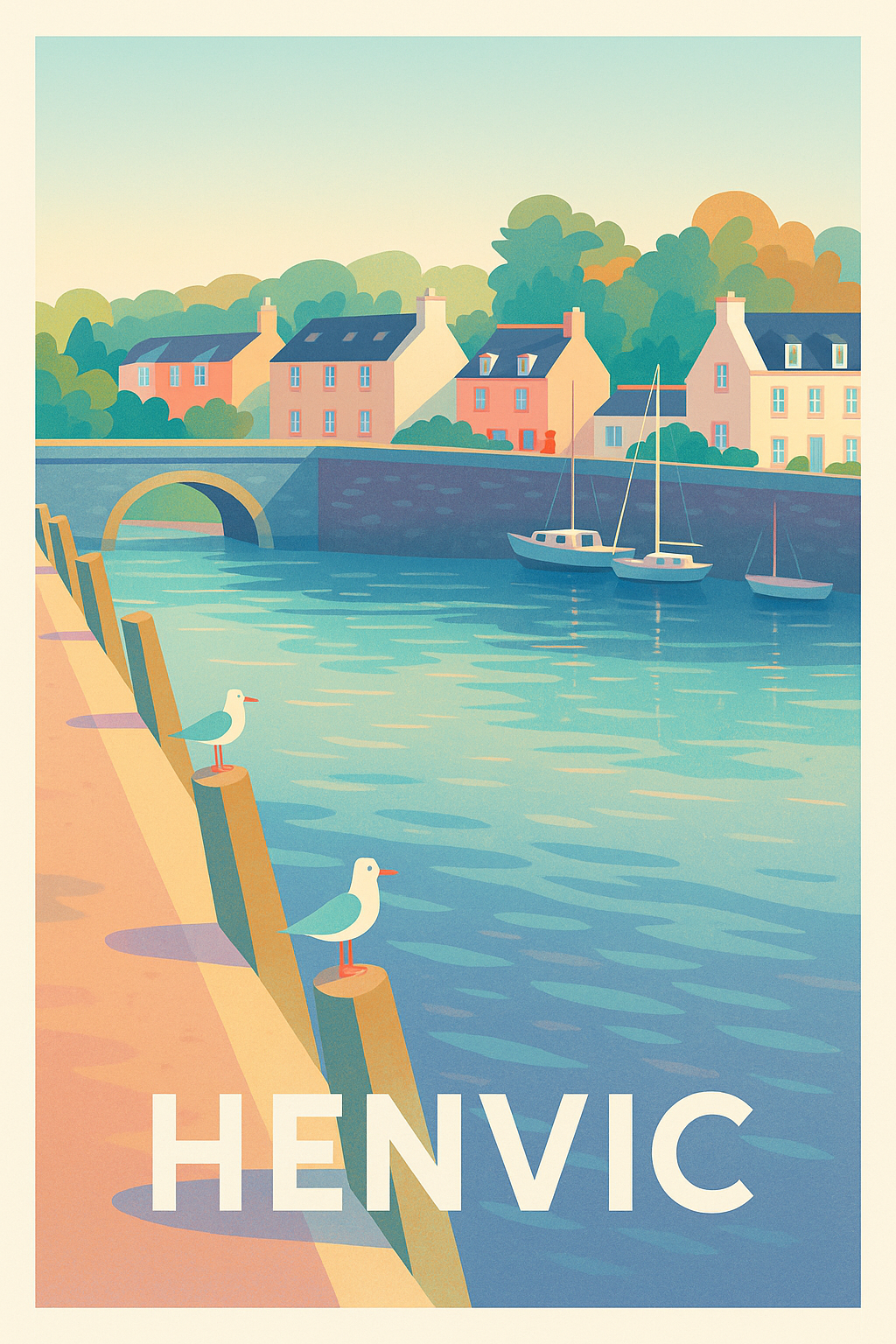 Affiche Henvic — Sérénité au bord de l'eau · poster d'art de Henvic