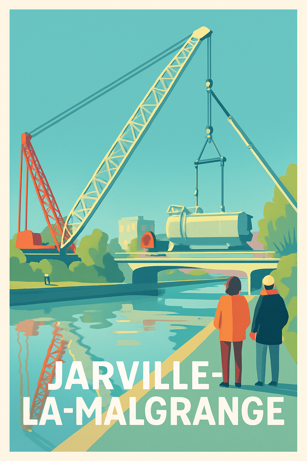 Affiche de Jarville-la-Malgrange - Scène industrielle au bord de l'eau