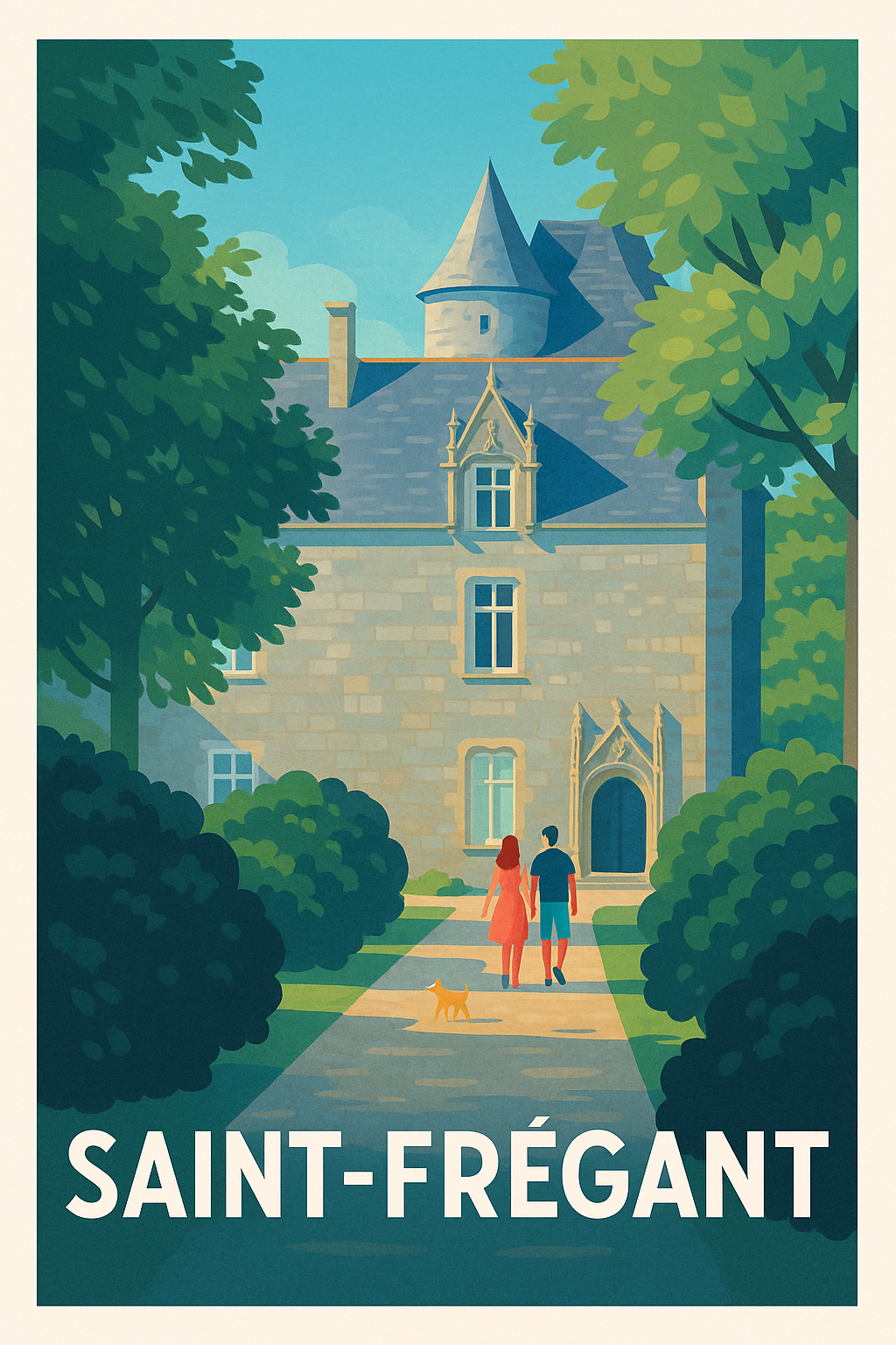 Affiche Saint-Frégant — Promenade romantique au château · poster d'art de Saint-Frégant