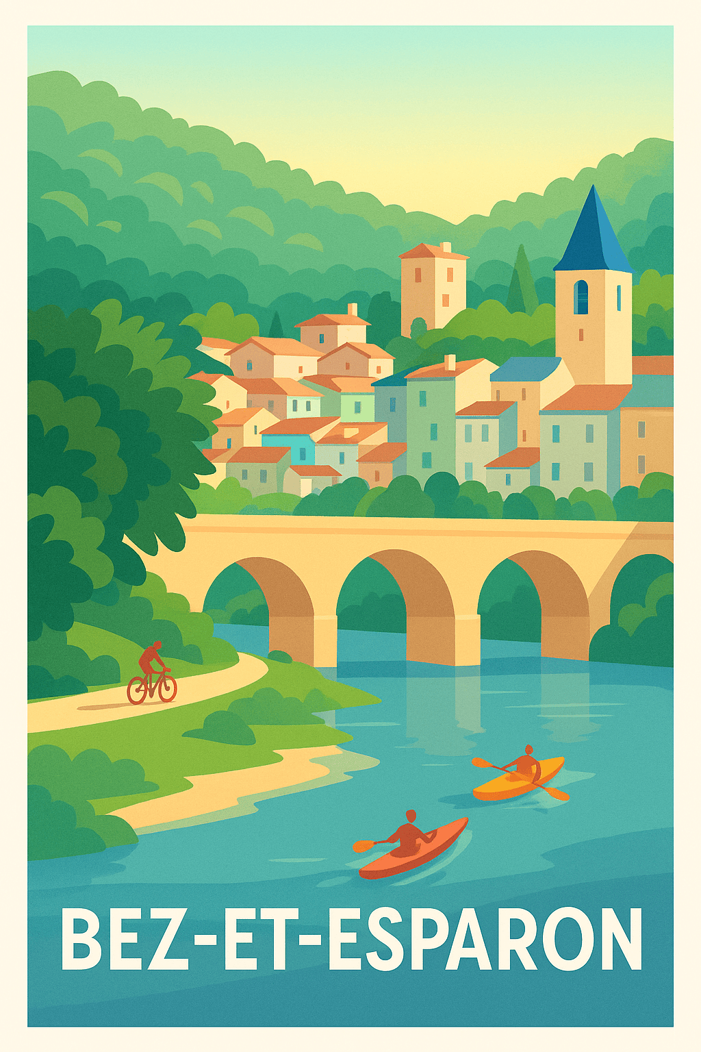 Affiche Bez-et-Esparon — Évasion au fil de l'eau · poster d'art de Bez-et-Esparon