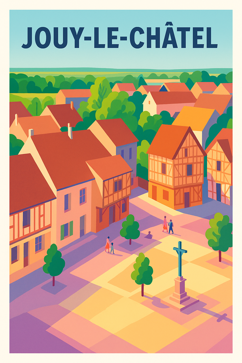 Affiche de Jouy-le-Châtel - Charme intemporel d'un village pittoresque
