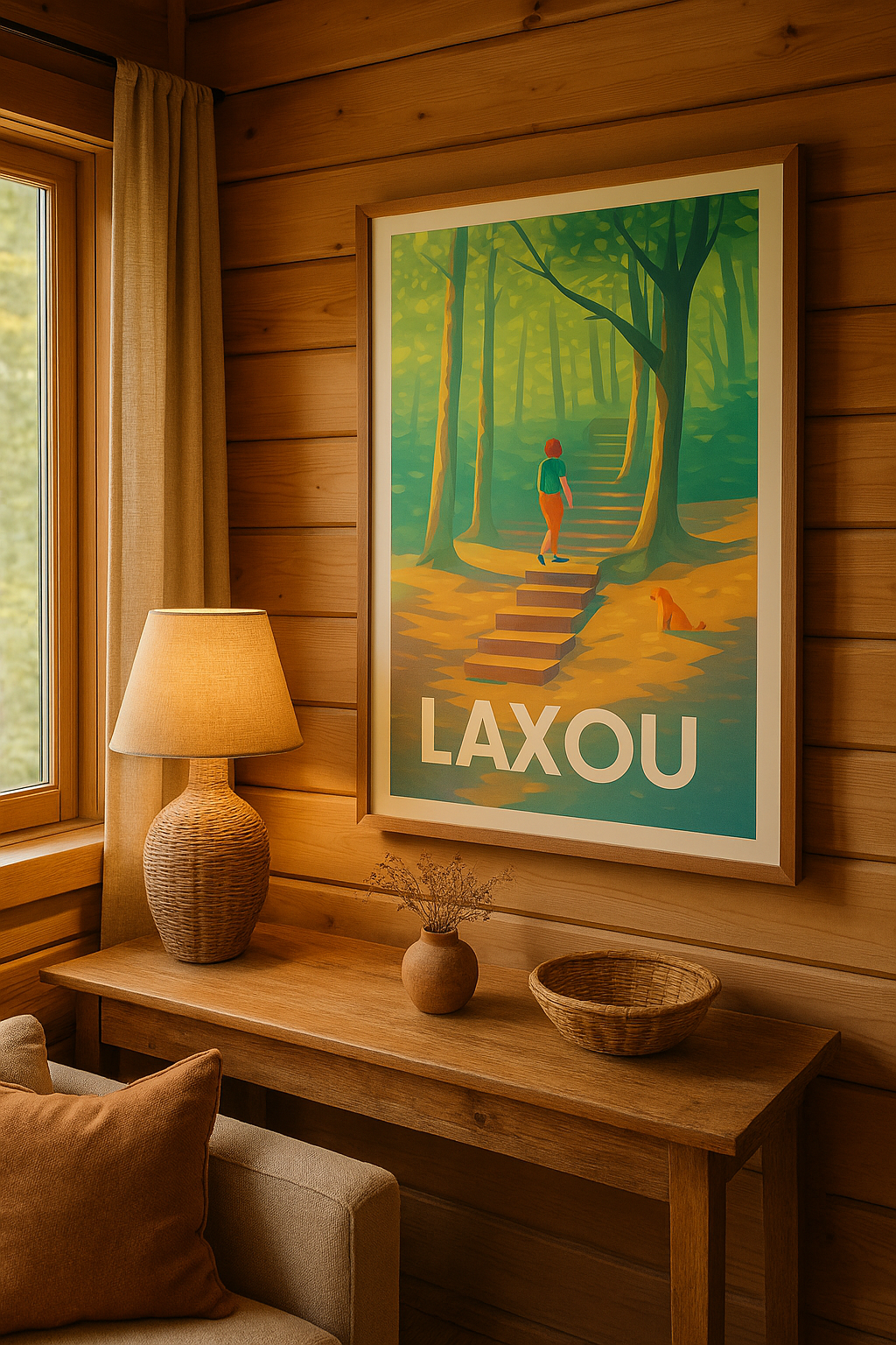 Mise en situation Affiche Laxou - Balade en forêt sous la lumière dorée