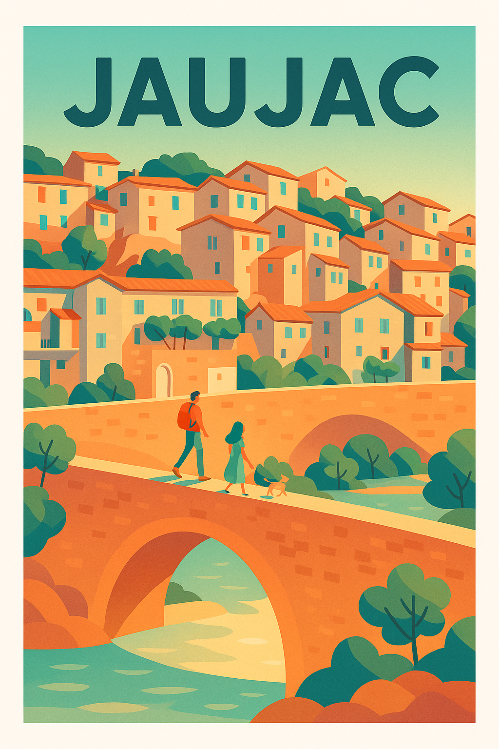 Affiche de Jaujac - Charme authentique au fil du pont