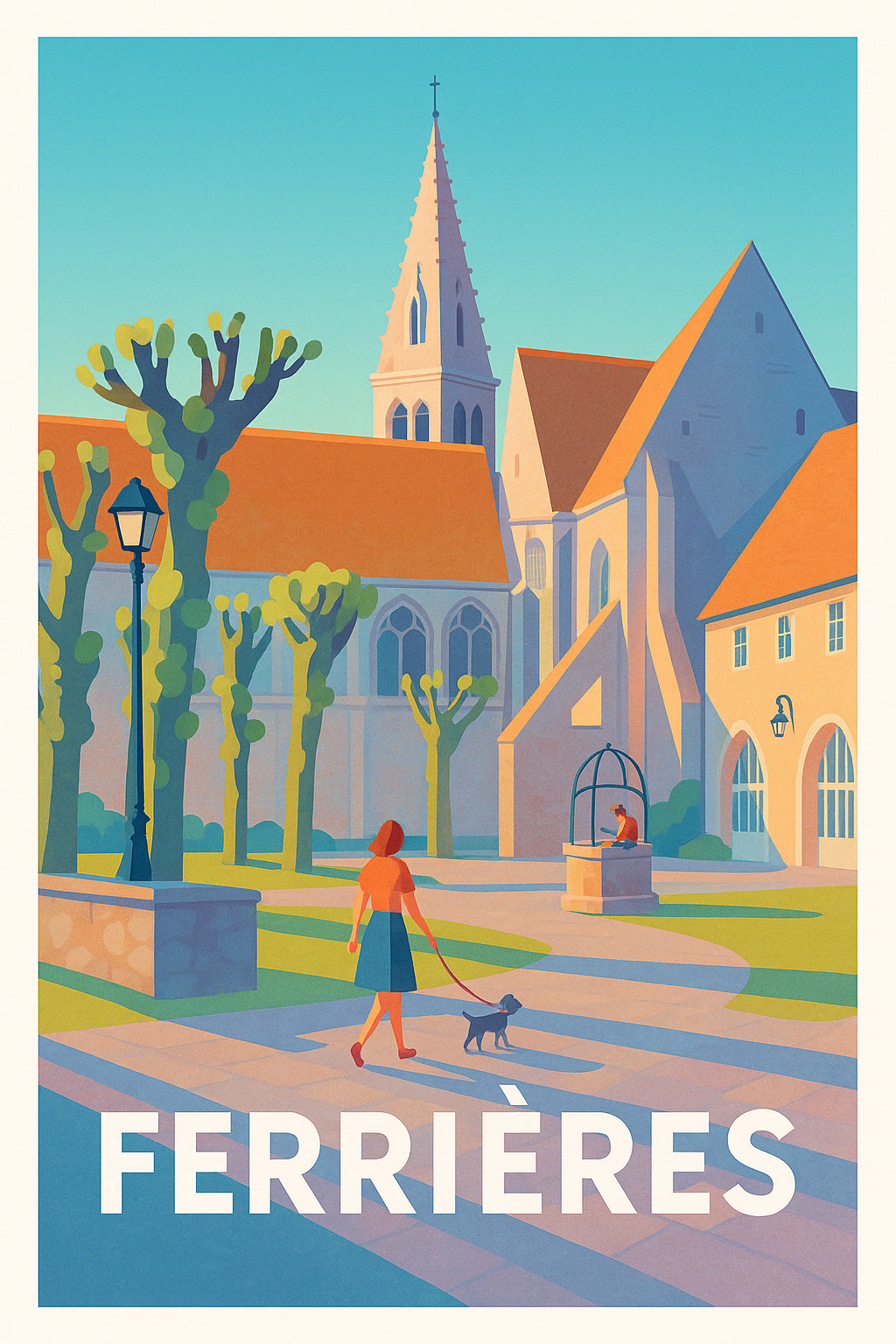 Affiche Ferrières — Harmonie paisible en village · poster d'art de Ferrières