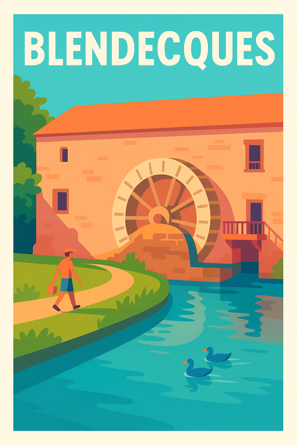 Affiche de Blendecques - L'élégance douce d'un moulin au bord de l'eau