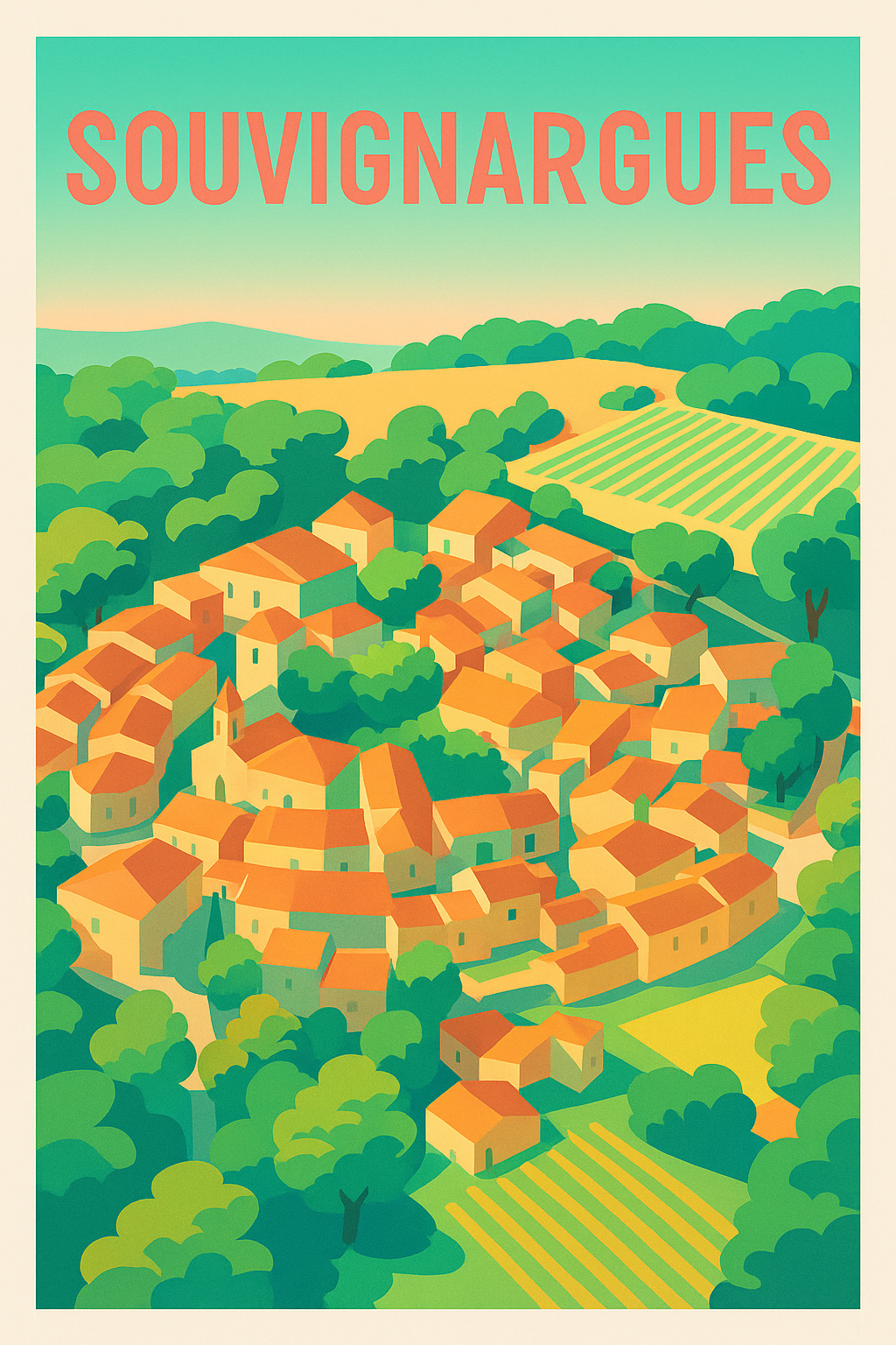 Affiche de Souvignargues - Charme provençal et paysages bucoliques
