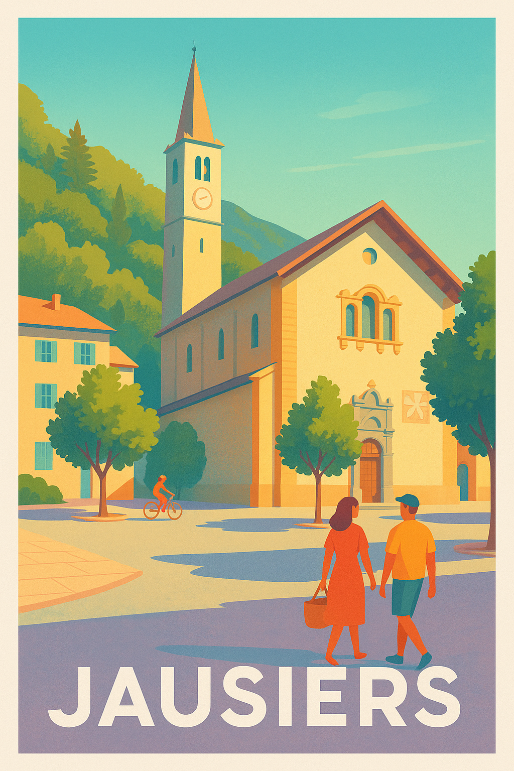 Affiche Jausiers — Charme et douceur de vie en Haute-Provence · poster d'art de Jausiers