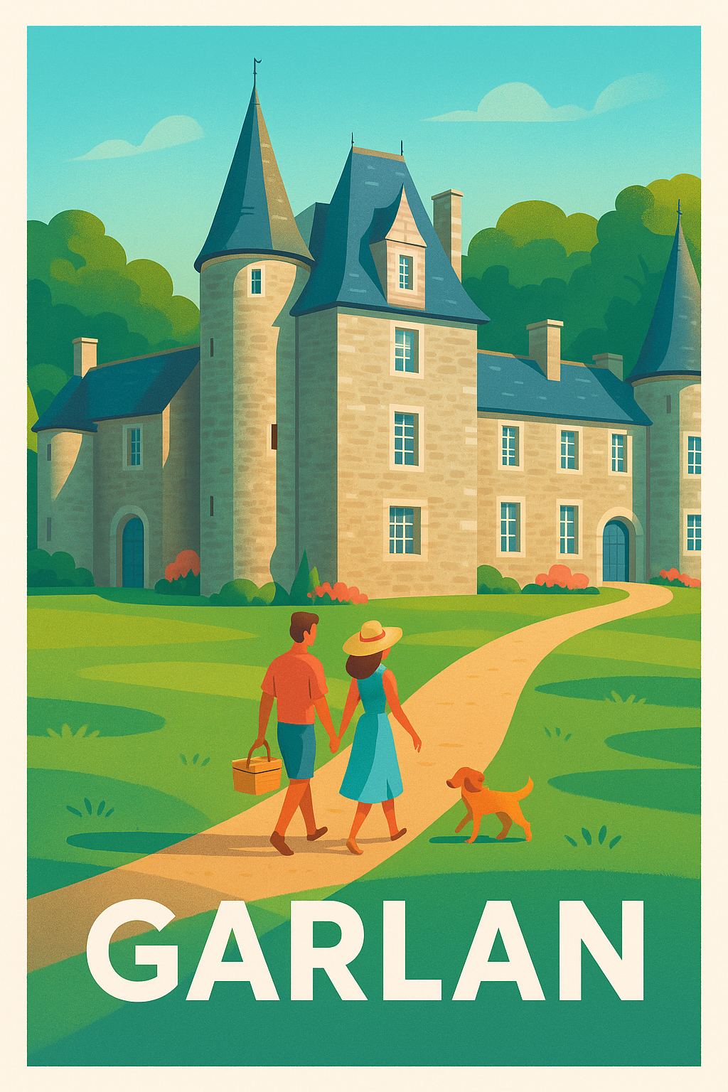 Affiche Garlan — Évasion champêtre au château · poster d'art de Garlan