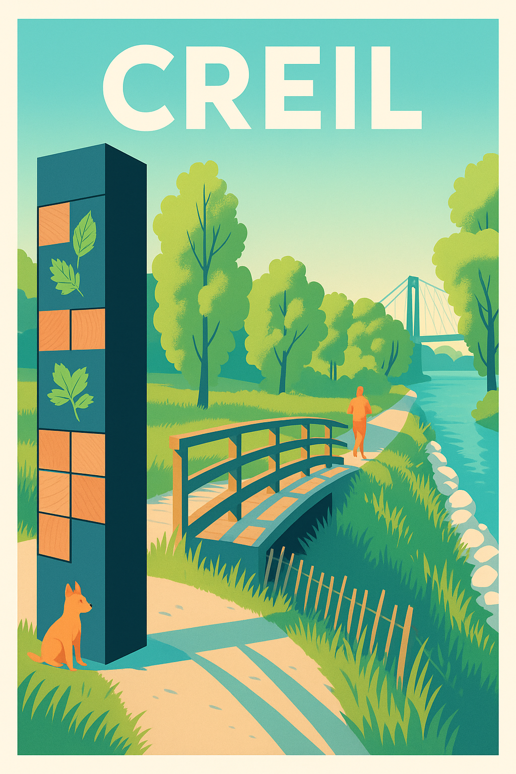 Affiche Creil — Harmonie Verte en Bord de Rivière · poster d'art de Creil