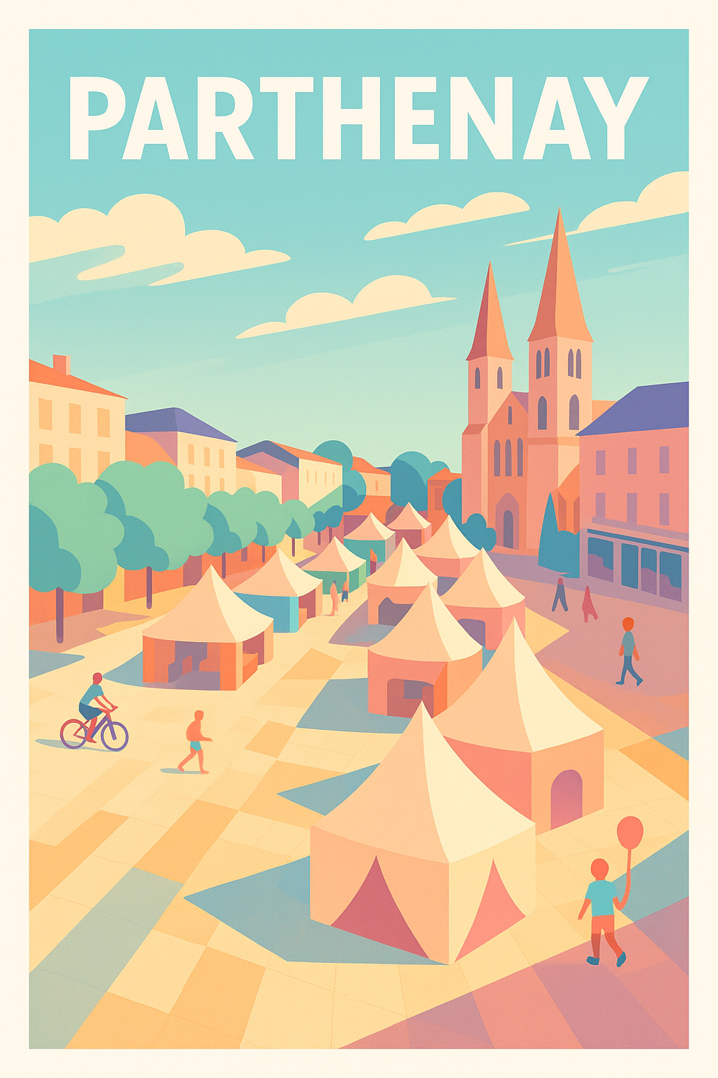 Affiche de Parthenay - L'animation chaleureuse de la ville médiévale