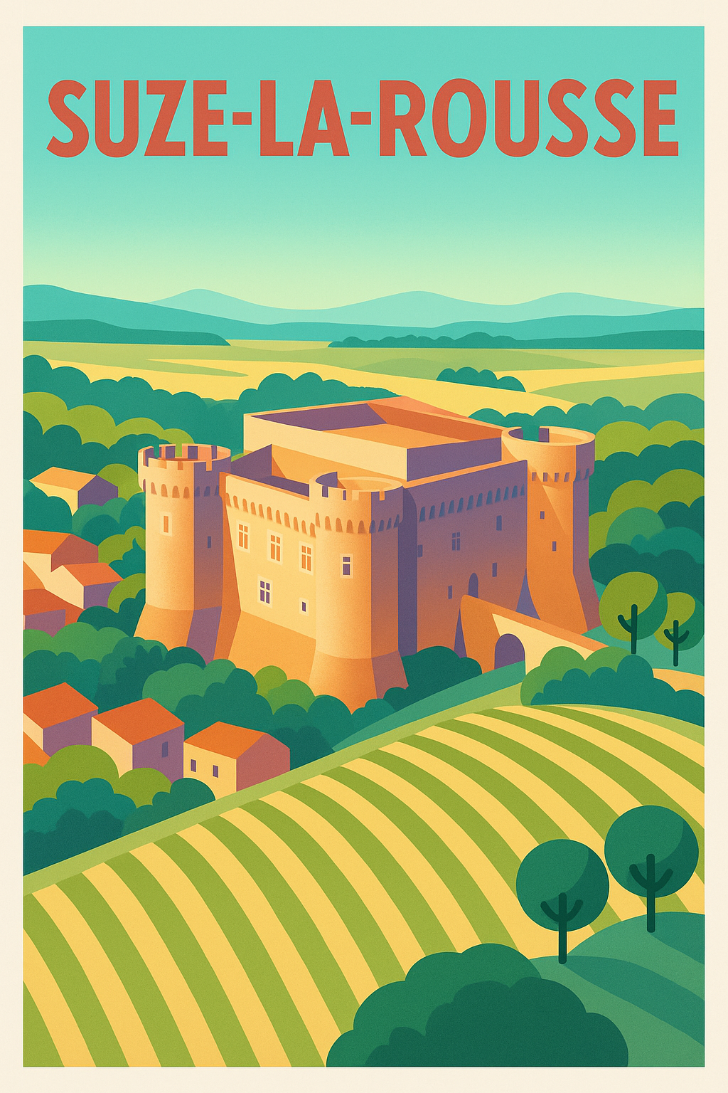 Affiche de Suze-la-Rousse - L'élégance médiévale au cœur de la Provence