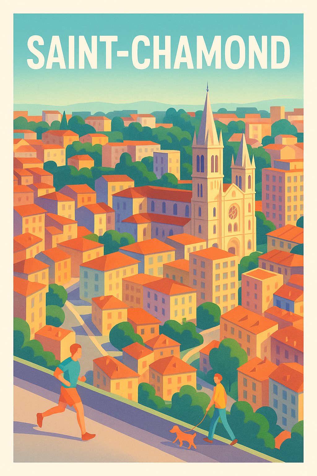 Affiche Saint-Chamond — L'ambiance paisible et colorée · poster d'art de Saint-Chamond