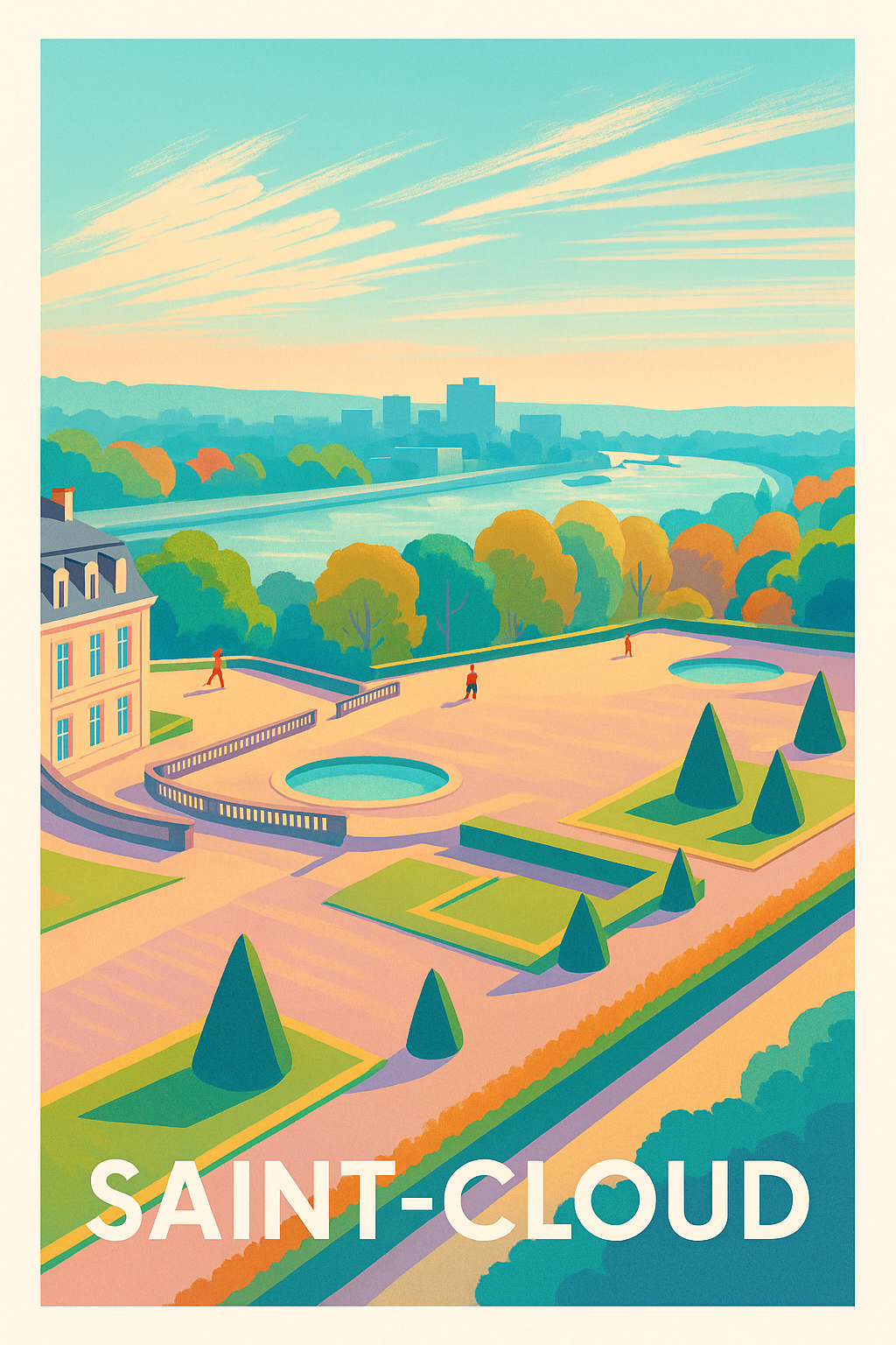 Affiche Saint-Cloud — Harmonie entre nature et architecture · poster d'art de Saint-Cloud