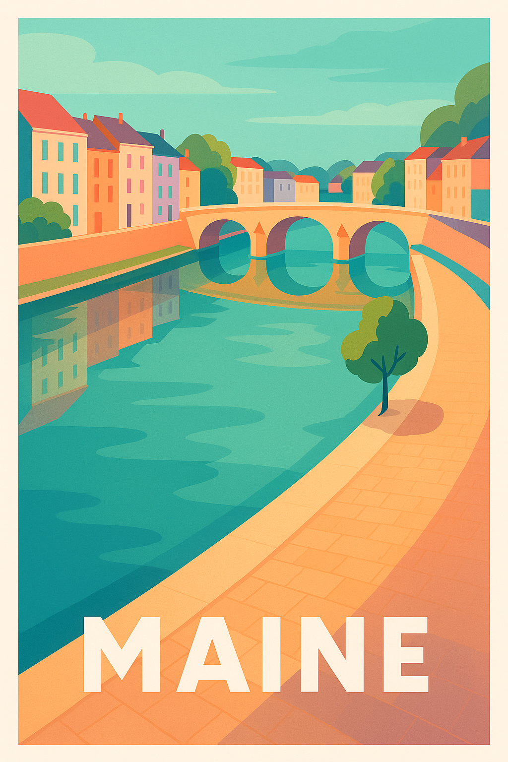 Affiche de Maine - Charme paisible au fil de l'eau