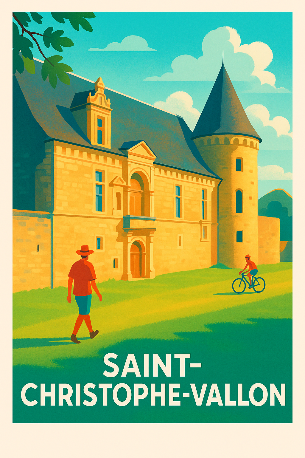 Affiche Saint-Christophe-Vallon — Charme et balade au château · poster d'art de Saint-Christophe-Vallon