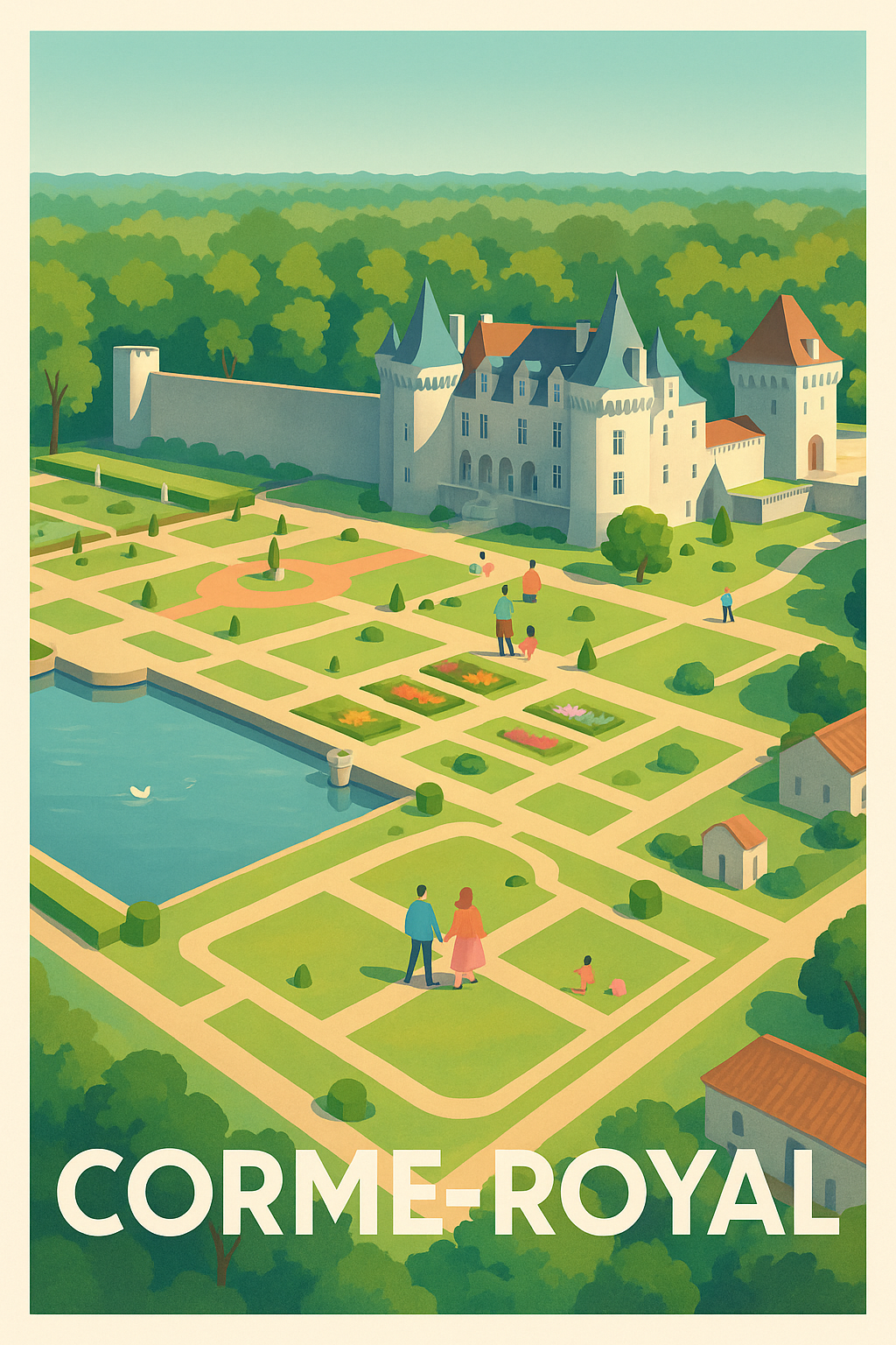 Affiche Corme-Royal - Flânerie au Château et Jardins à la Française