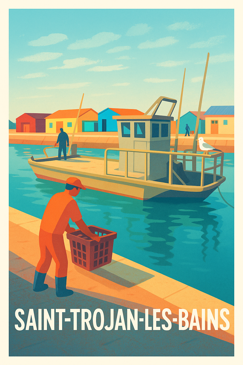 Affiche Saint-Trojan-les-Bains — Charme et vie portuaire authentique · poster d'art de Saint-Trojan-les-Bains