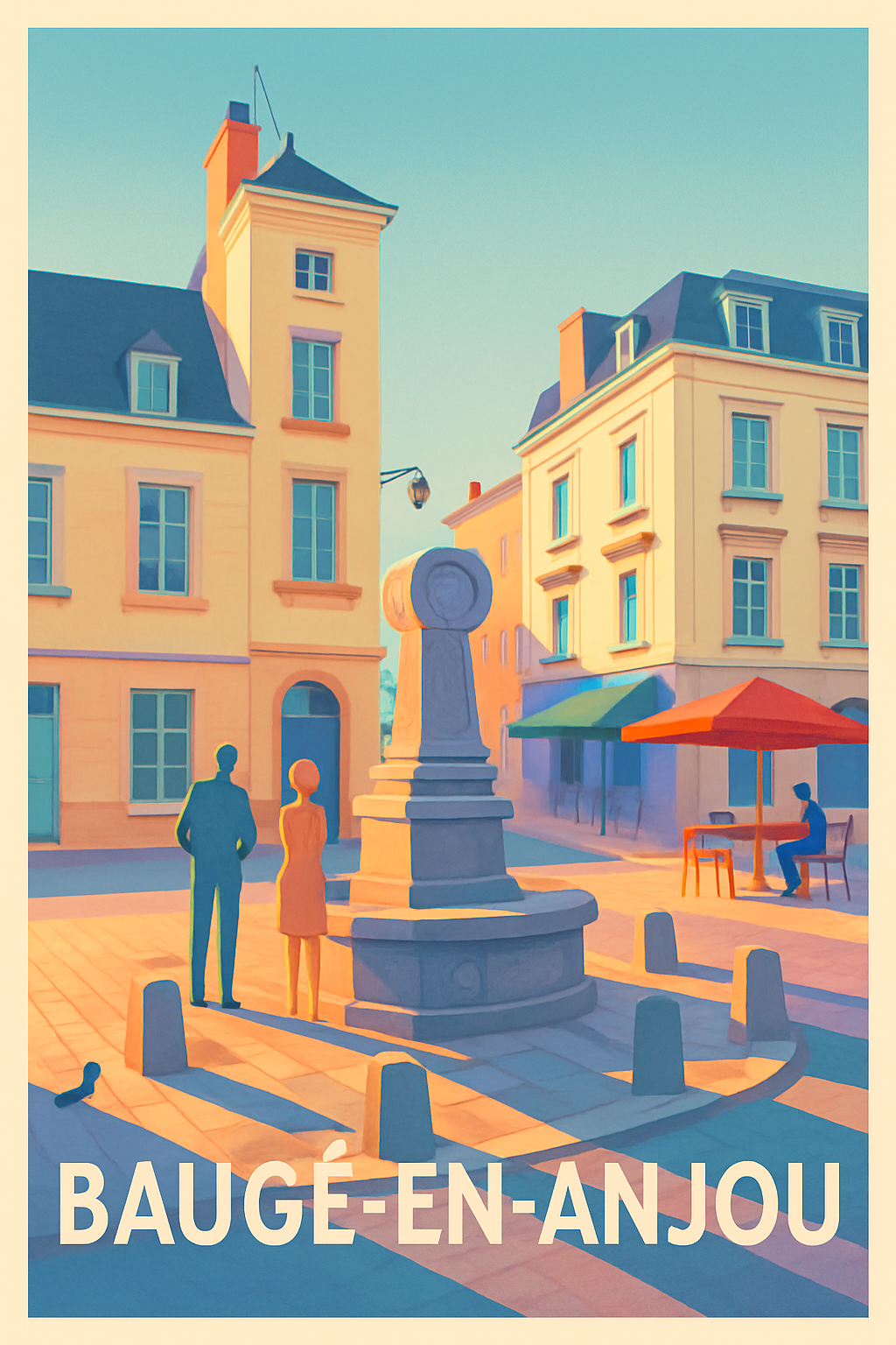Affiche de Baugé-en-Anjou - Charme et lumière d'une place animée