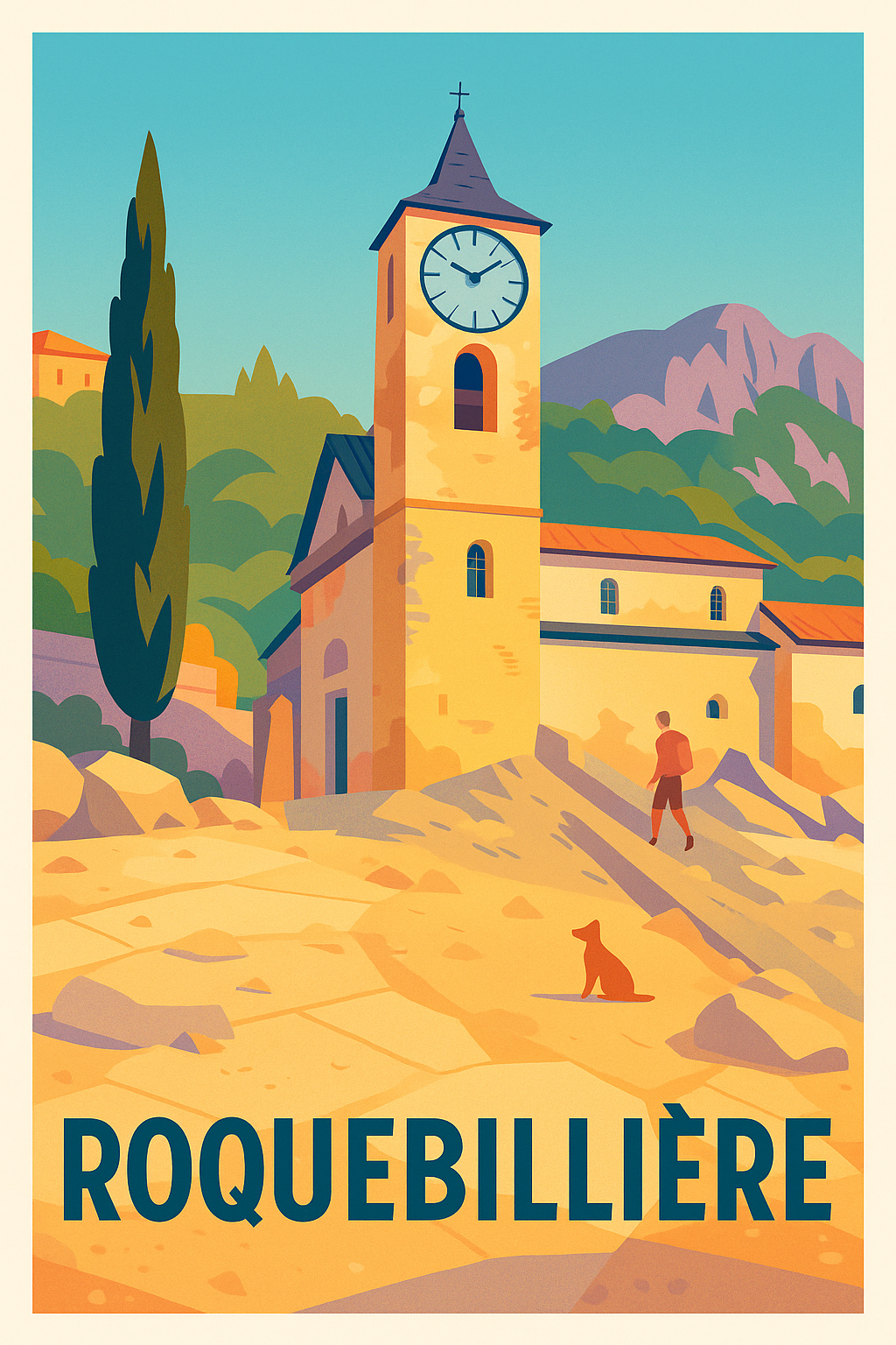 Affiche Roquebillière — Charme Provençal au rythme du clocher · poster d'art de Roquebillière