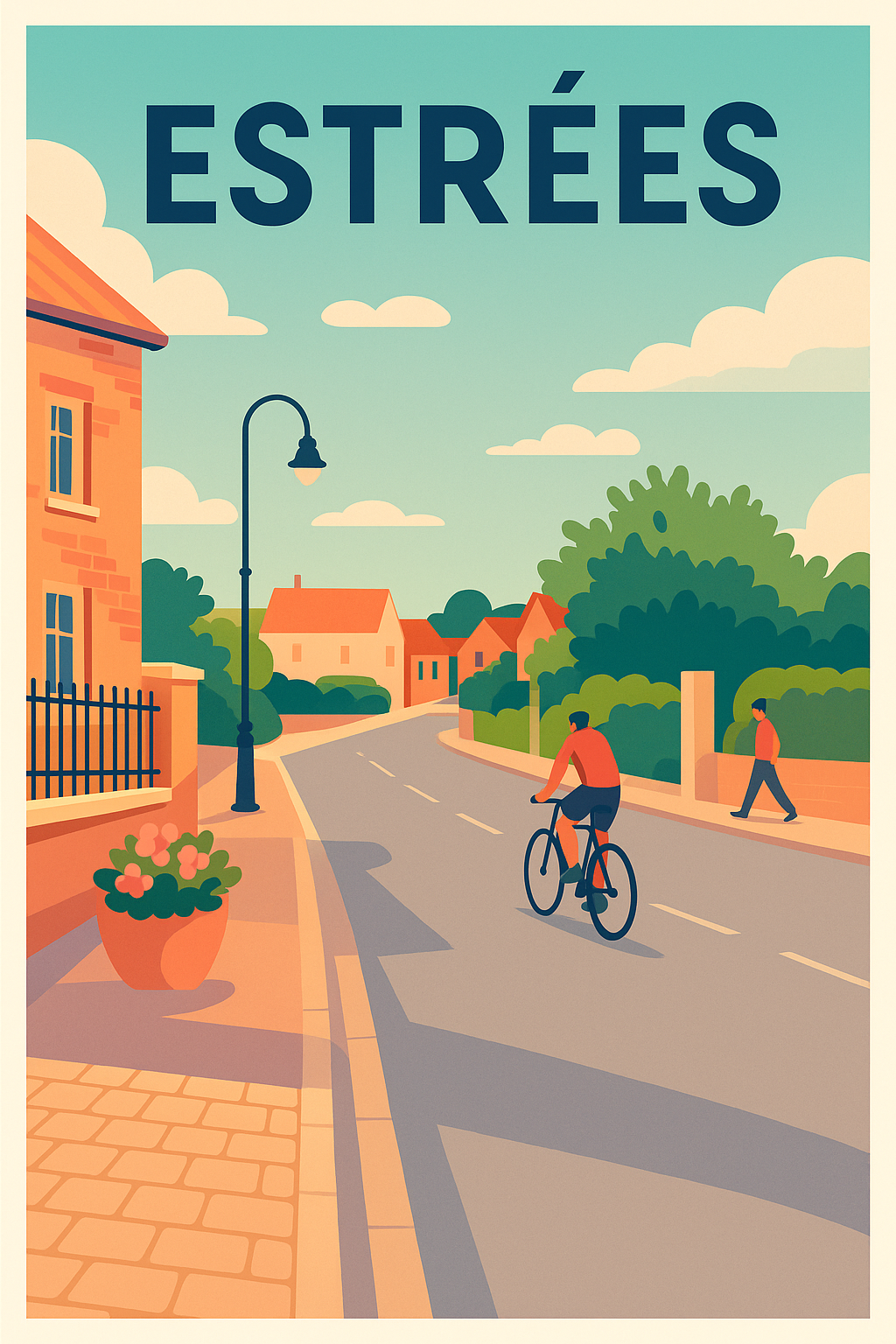Affiche de Estrées - Douceur de vie à vélo dans un village paisible
