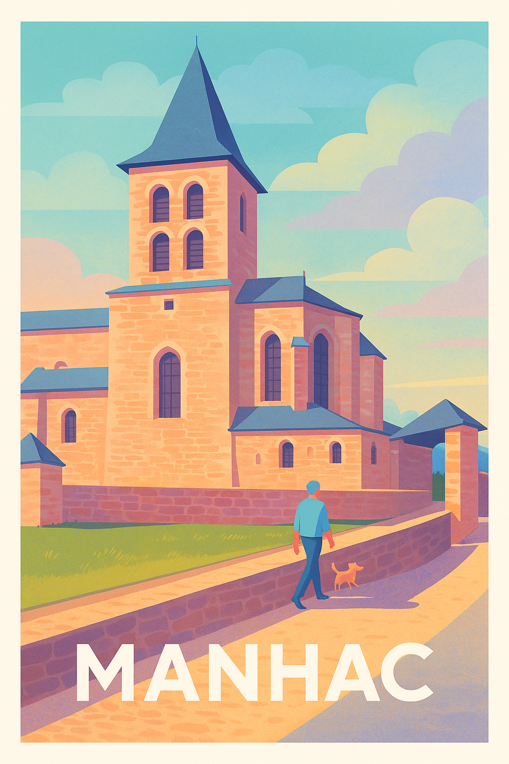 Affiche Manhac — Promenade paisible au cœur du village · poster d'art de Manhac