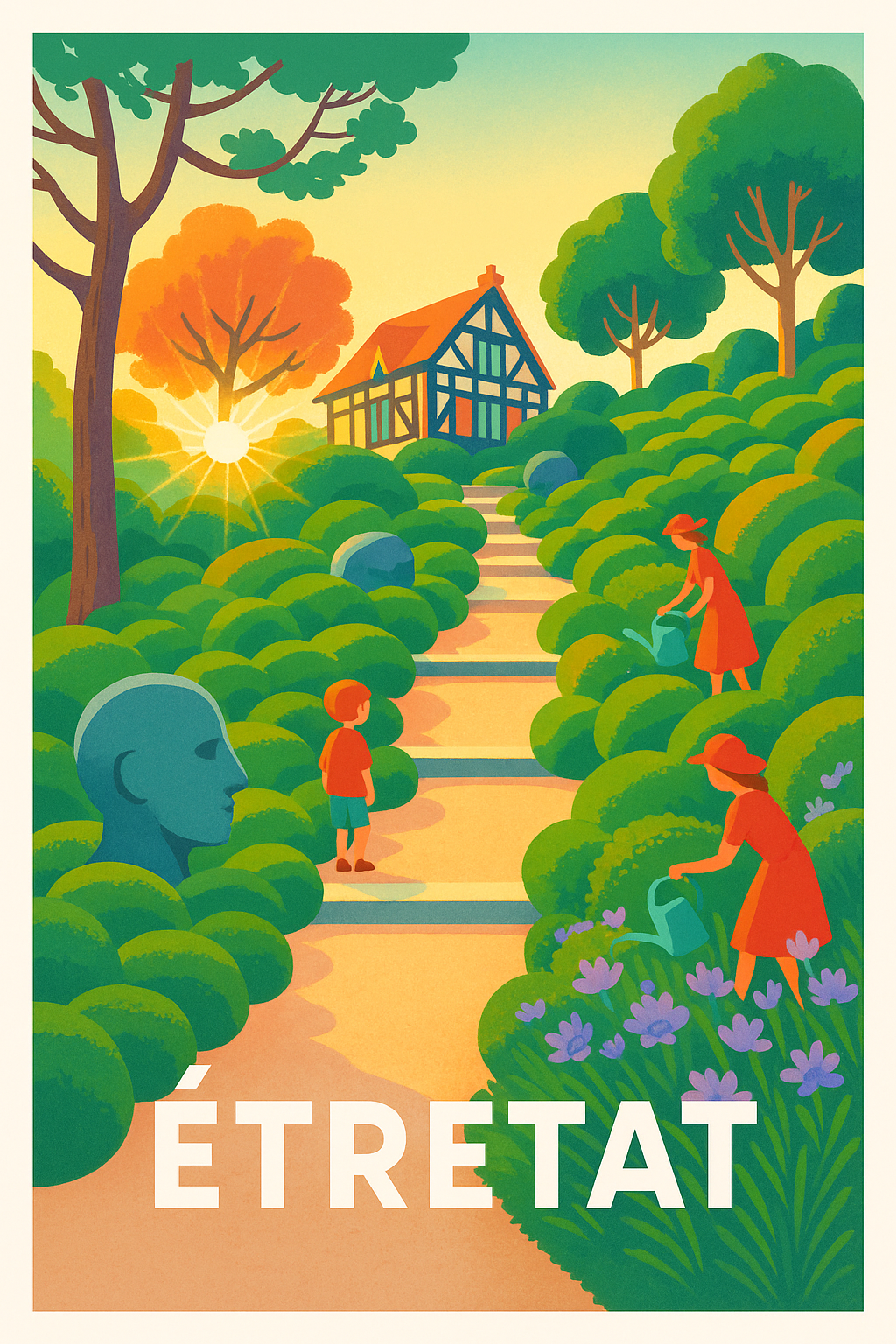 Affiche Étretat — Havre de paix et nature luxuriante · poster d'art de Étretat