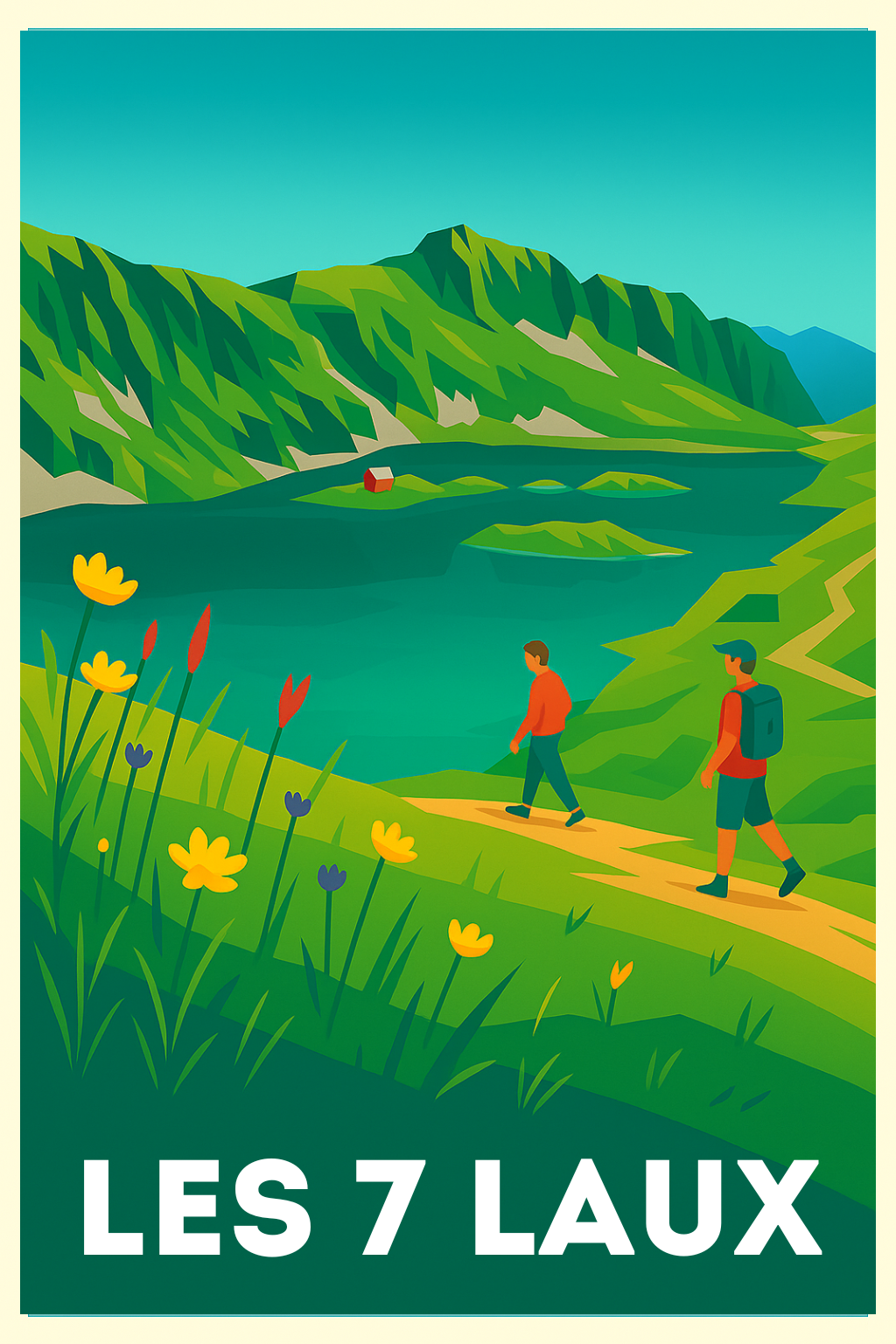 Affiche de Les Sept Laux - Invitation à la randonnée en montagne