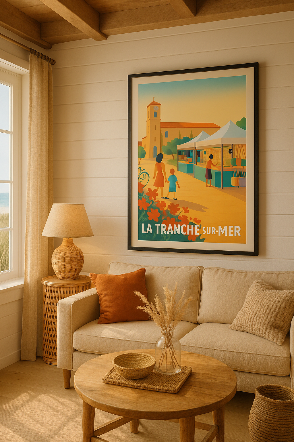 Mise en situation Affiche de La Tranche-sur-Mer - Balade ensoleillée au marché local