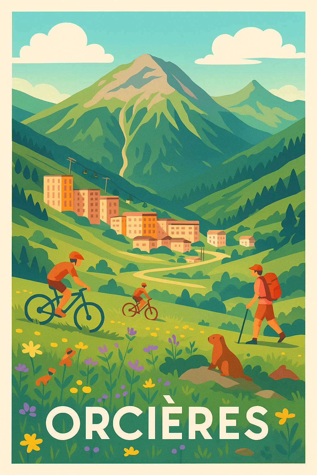 Affiche Orcières — Évasion nature et aventures en montagne · poster d'art de Orcières