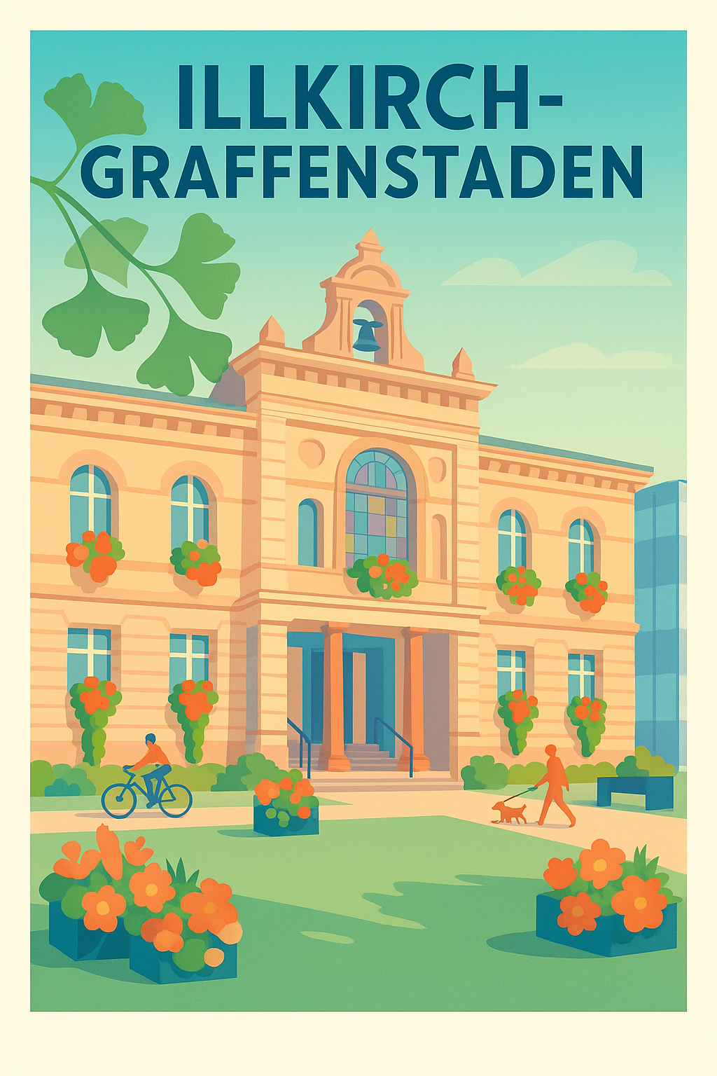Affiche Illkirch-Graffenstaden — Charme et quiétude au cœur de la ville · poster d'art de Illkirch-Graffenstaden