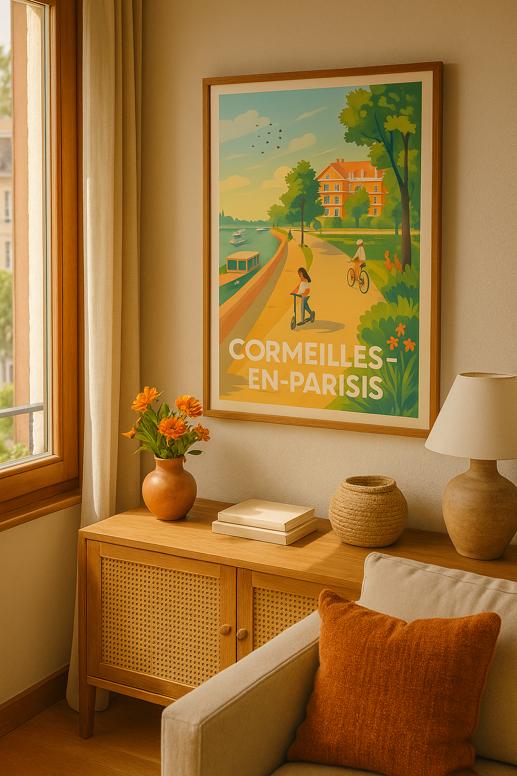 Affiche Cormeilles-en-Parisis — Balade en bord de Seine · poster d'art de Cormeilles-en-Parisis
