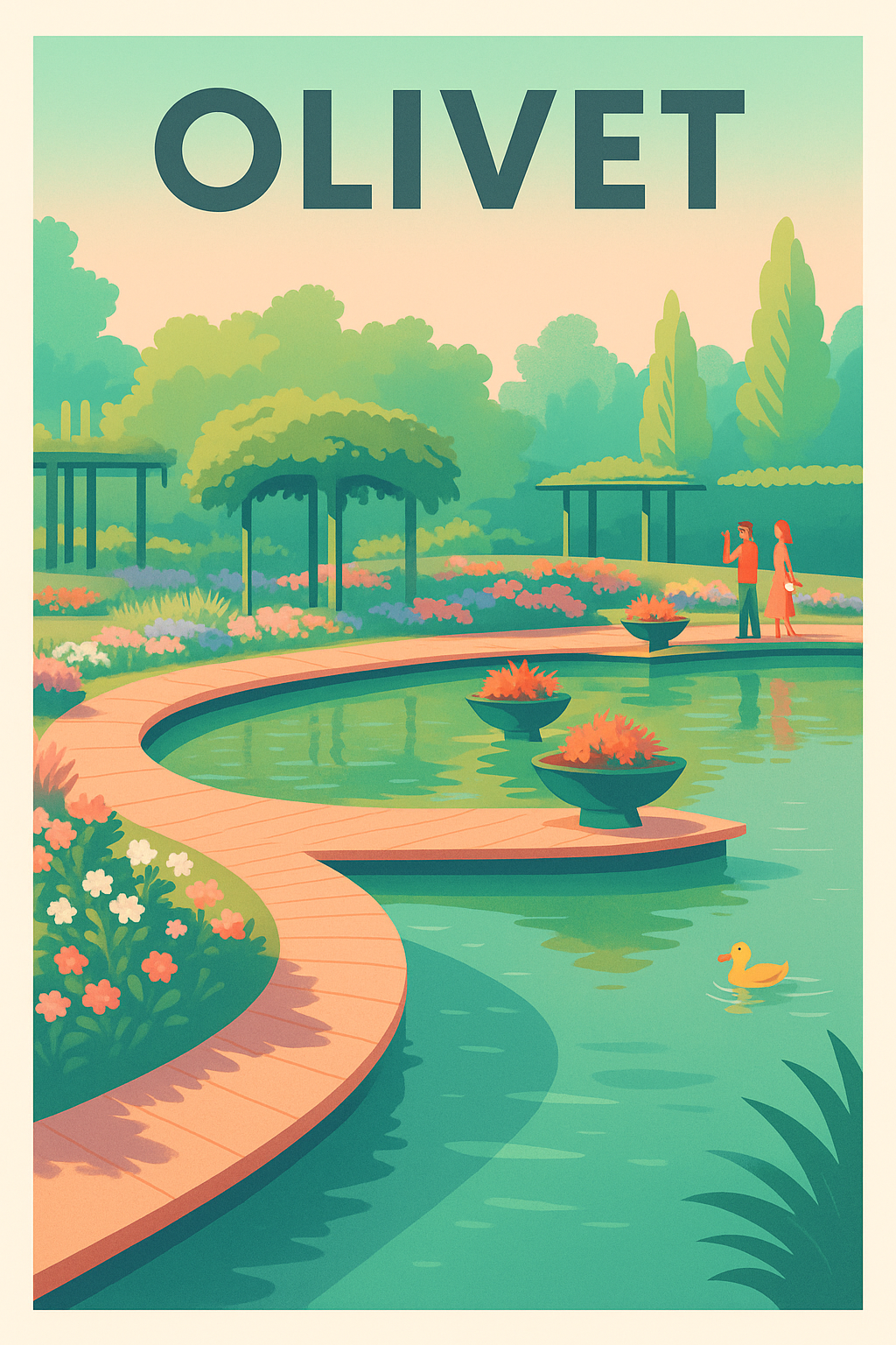 Affiche Olivet — Évasion bucolique au cœur du jardin · poster d'art de Olivet