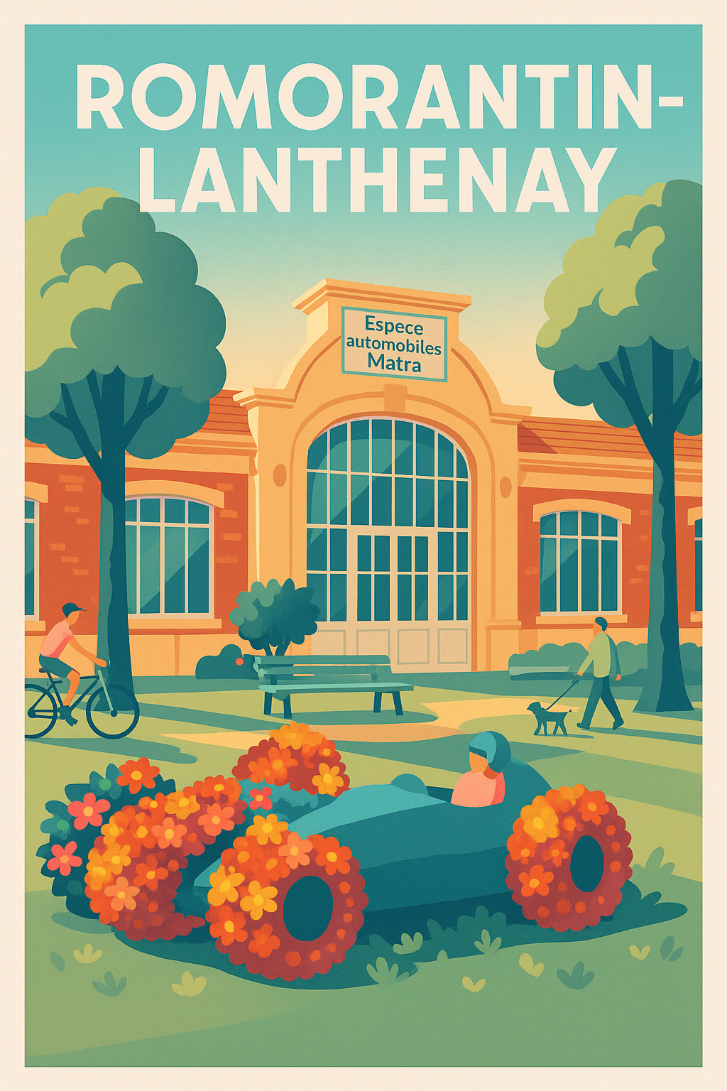 Affiche de Romorantin-Lanthenay - L'élégance automobile dans un cadre bucolique