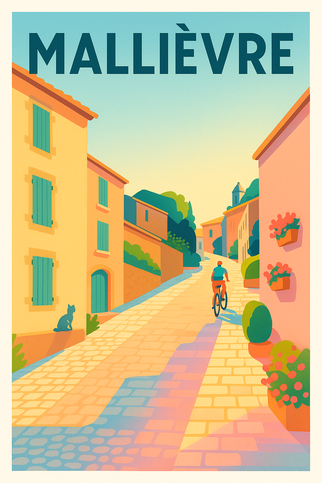 Affiche Mallièvre — Charme et douceur d'une ruelle ensoleillée · poster d'art de Mallièvre