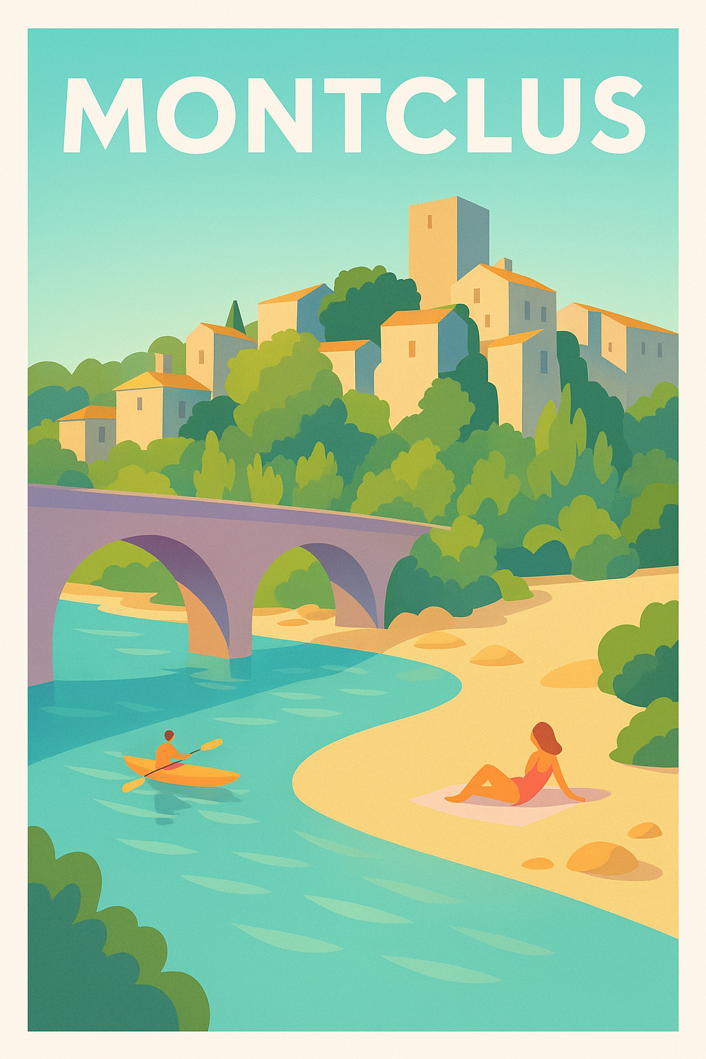 Affiche Montclus — Havre de paix au bord de l'eau · poster d'art de Montclus