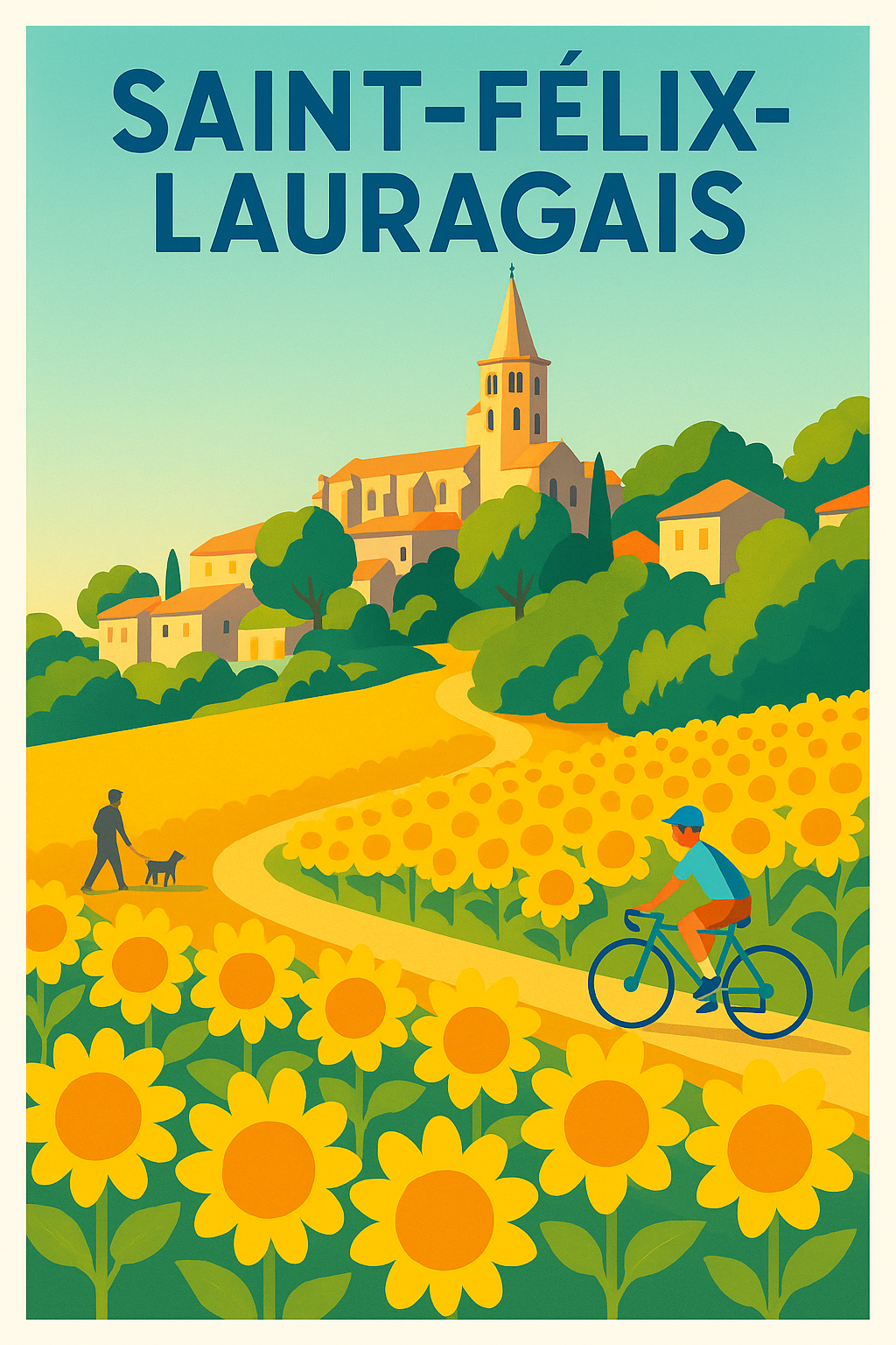 Affiche de Saint-Félix-Lauragais - L'éclat des champs de tournesols