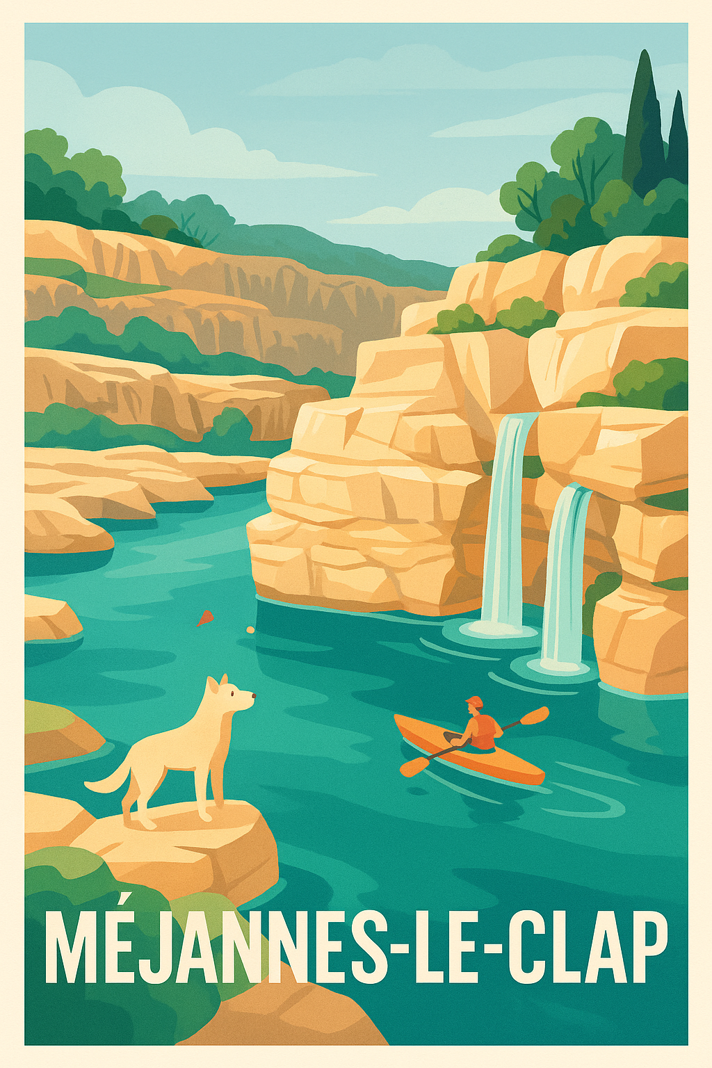 Affiche Méjannes-le-Clap — Nature et aventures au fil de l'eau · poster d'art de Méjannes-le-Clap