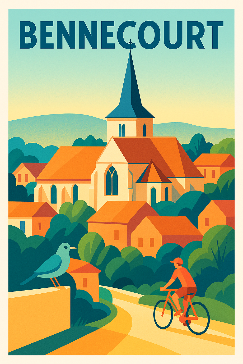 Affiche de Bennecourt - Charme et sérénité à vélo