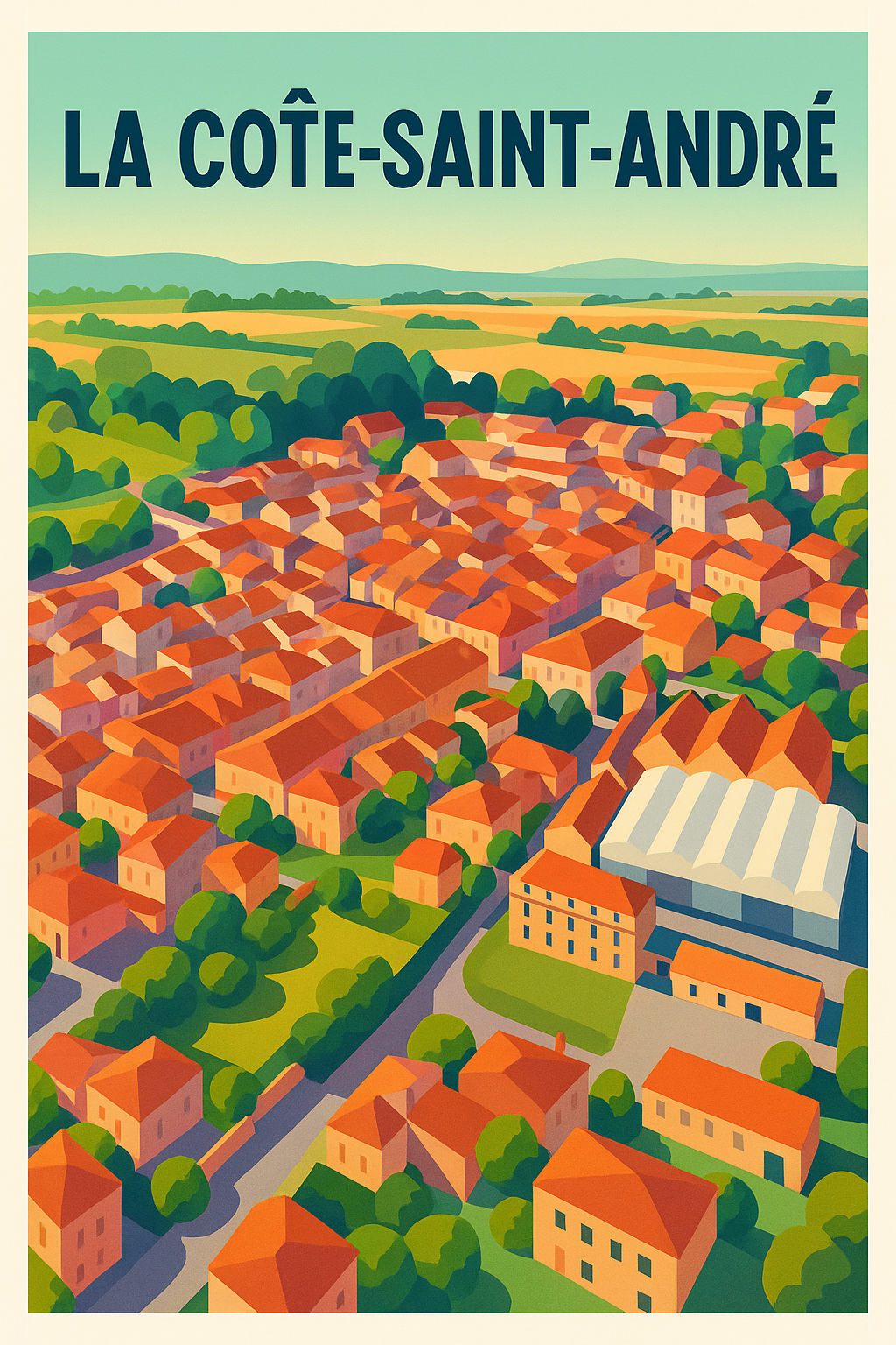 Affiche de La Côte-Saint-André - Vue picturale d'un charmant village français