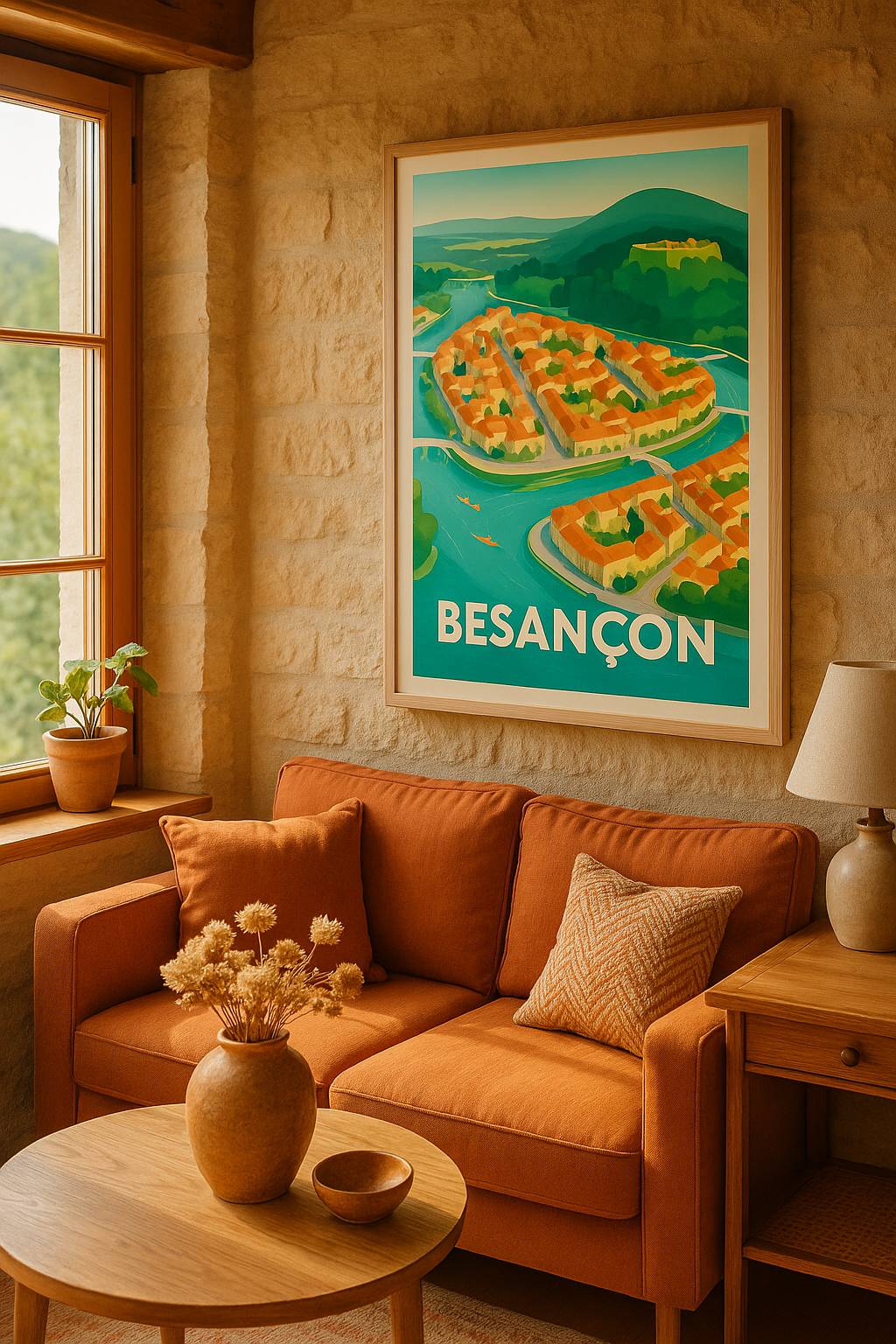 Mise en situation Affiche Besançon - Charme fluvial et patrimoine historique