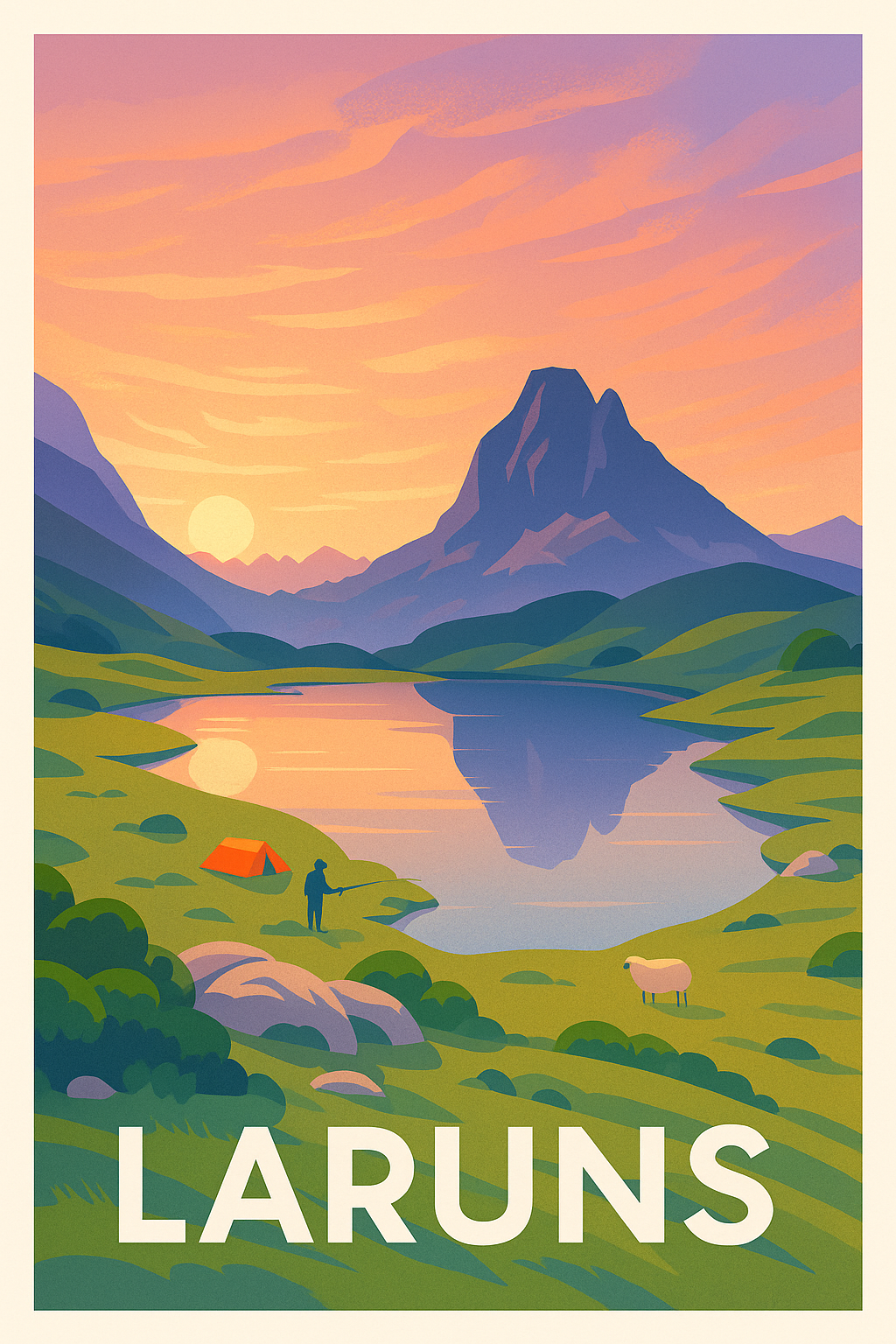Affiche Laruns — Tranquillité au cœur des Pyrénées · poster d'art de Laruns
