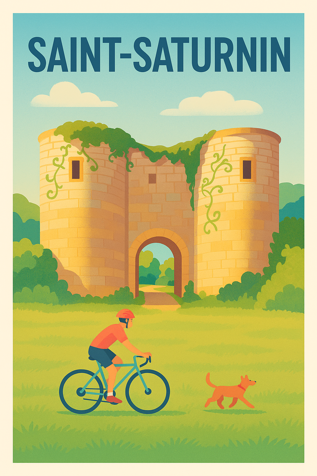 Affiche Saint-Saturnin — Nature et patrimoine à vélo · poster d'art de Saint-Saturnin