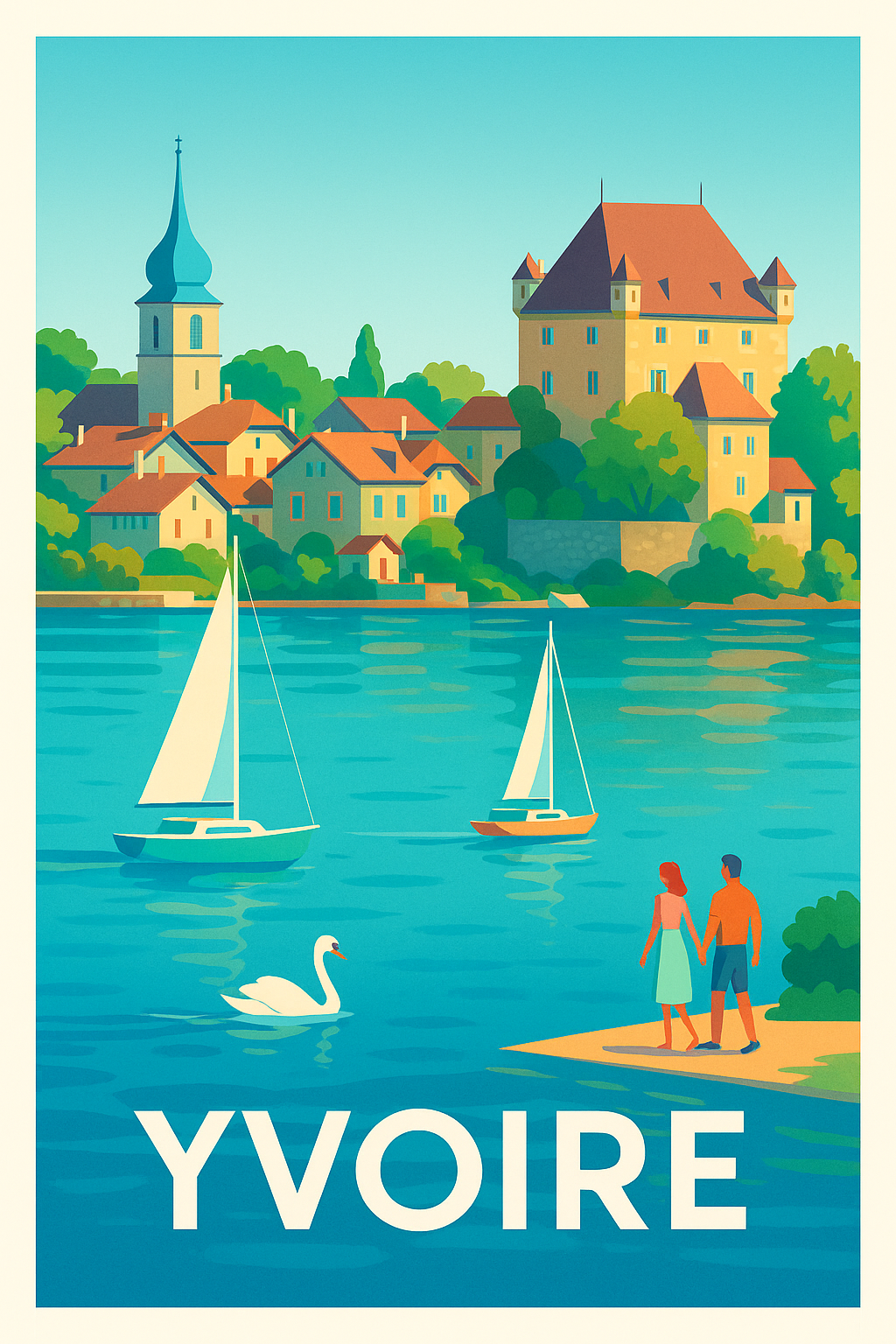 Affiche Yvoire — Charme romantique au bord de l'eau · poster d'art de Yvoire