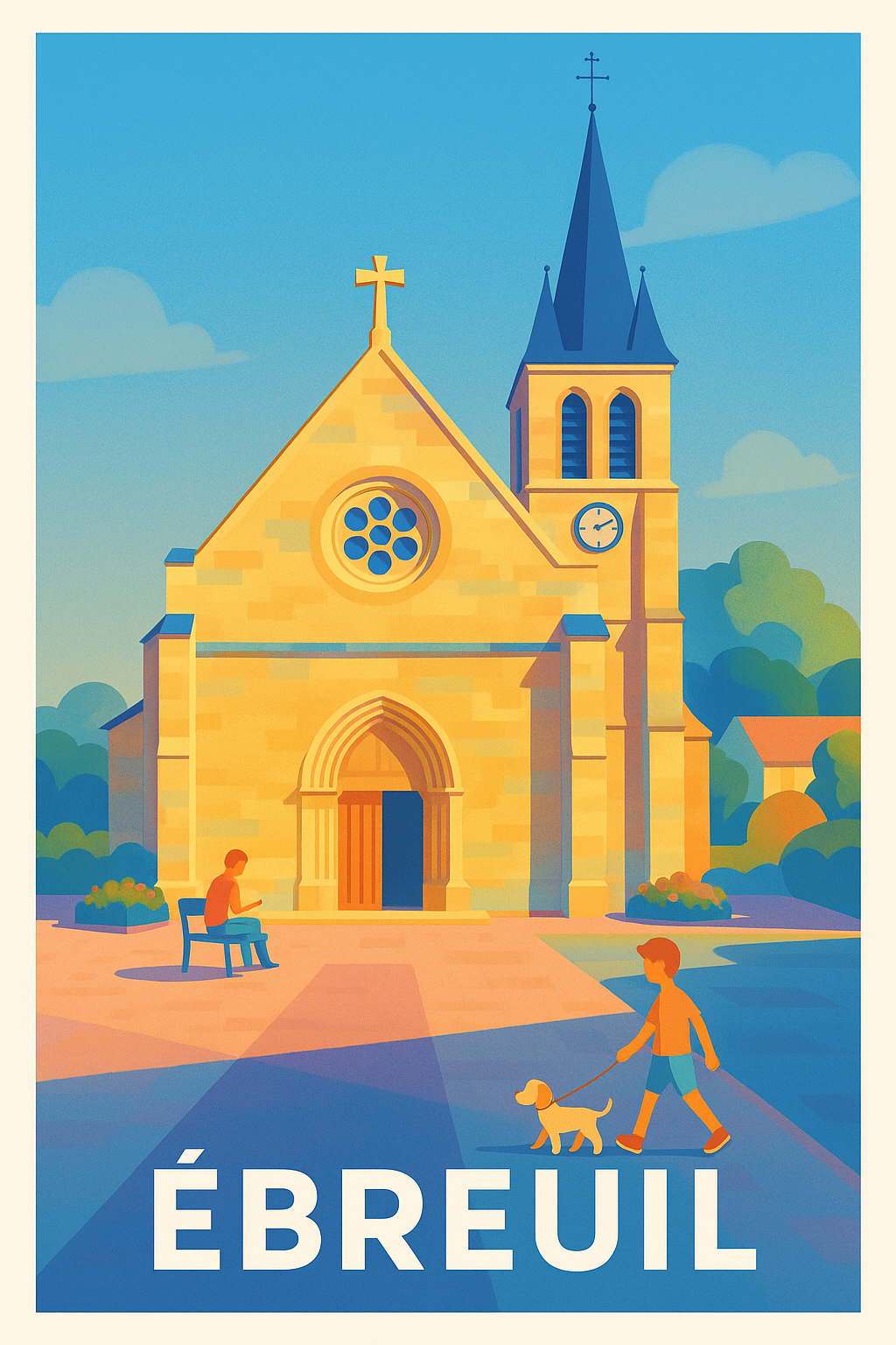 Affiche Ébreuil — Tranquillité et charme d'un village au cœur de l'Auvergne · poster d'art de Ébreuil